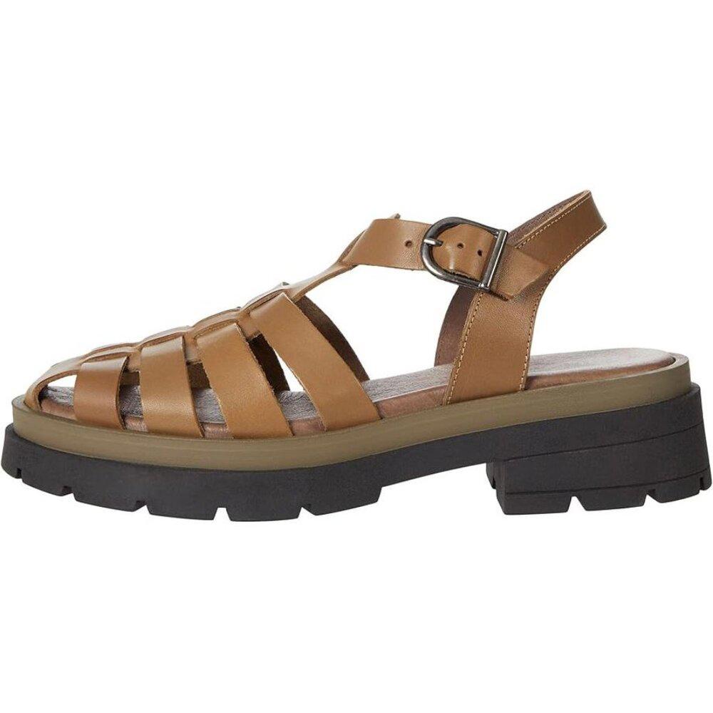 Delaney Dark Sand Leather Fisherman Platform Sandals