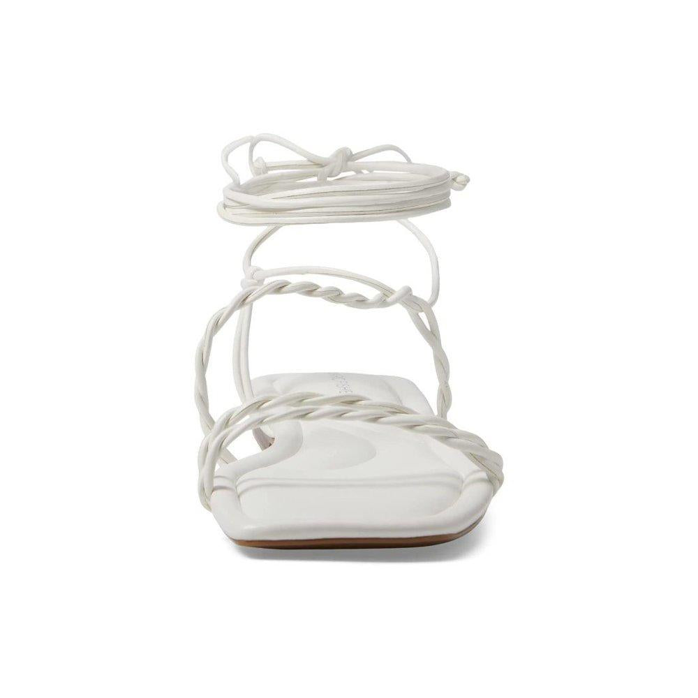 Lakita White Lace Up Flat Sandals