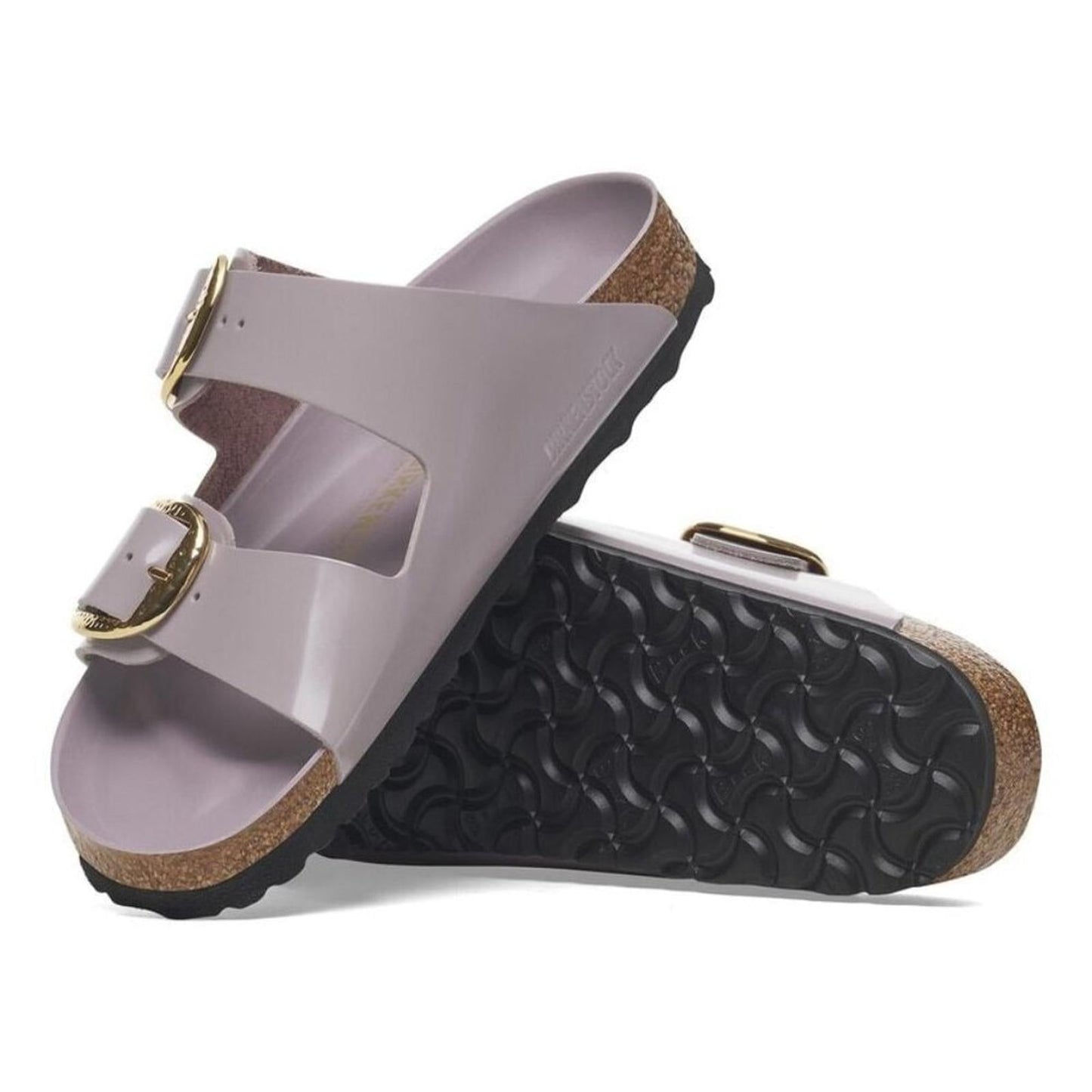 Arizona Hammered Big Buckle High-Shine Faded Purple Sandals