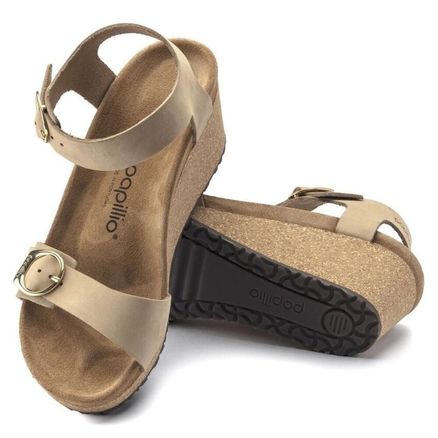 Papillio Soley Sandcastle Nubuck Leather Wedge Sandals