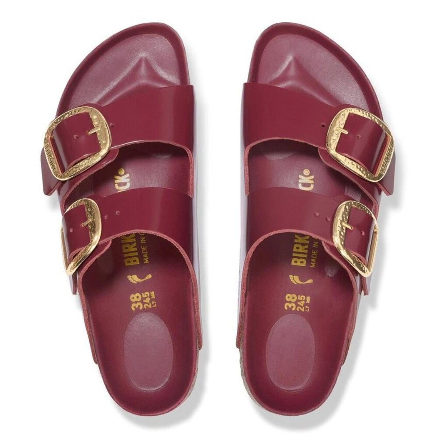 Arizona Hammered Big Buckle Zinfandel High Shine Sandals