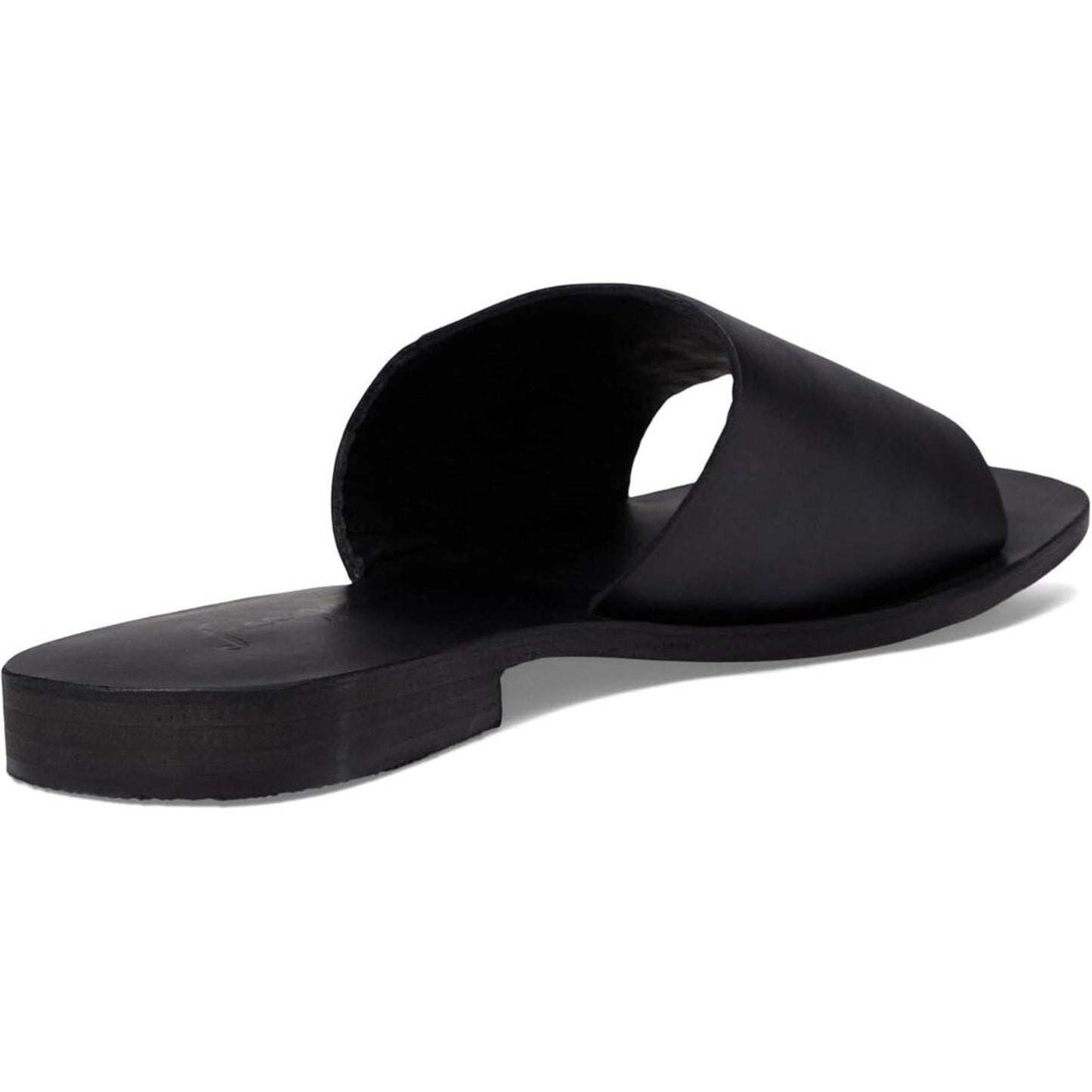 Verona Black Leather Flat Slide Sandals
