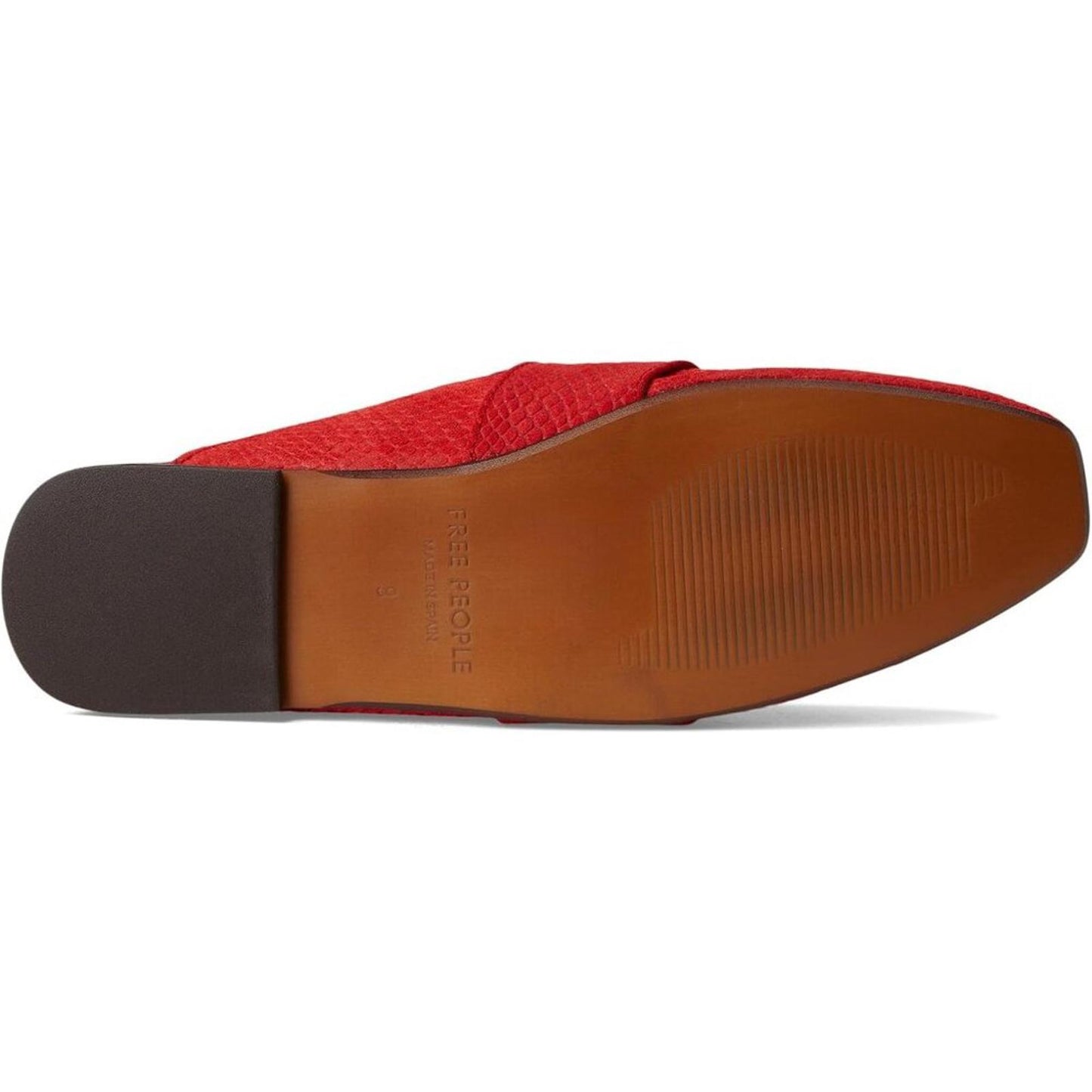 At Ease Red Suede Embossed Flat Loafers