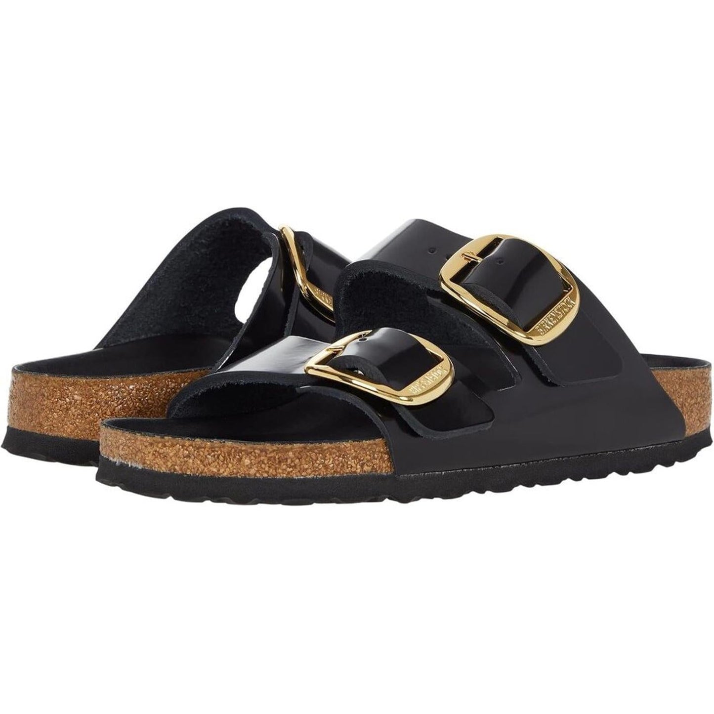 Arizona Black Big Buckle High Shine Sandals