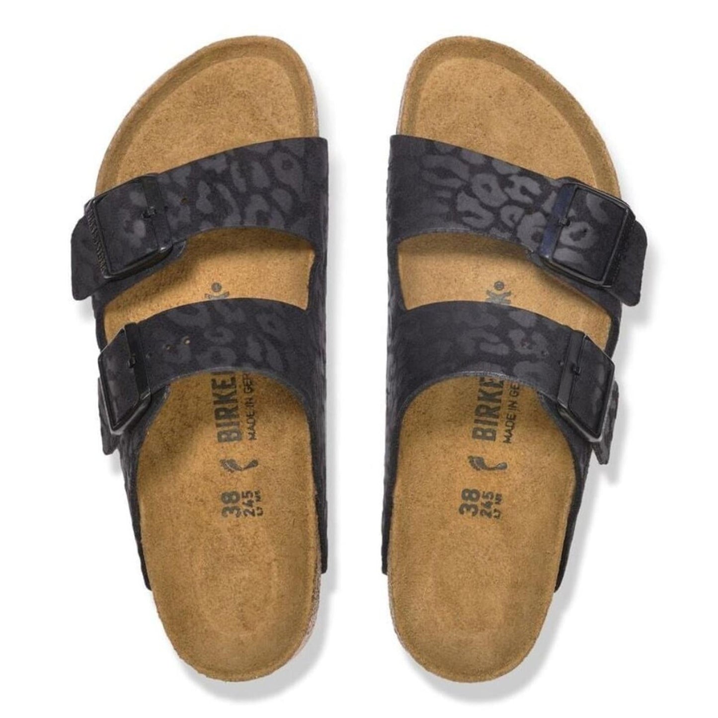 Arizona Black Leopard Buckle Sandals
