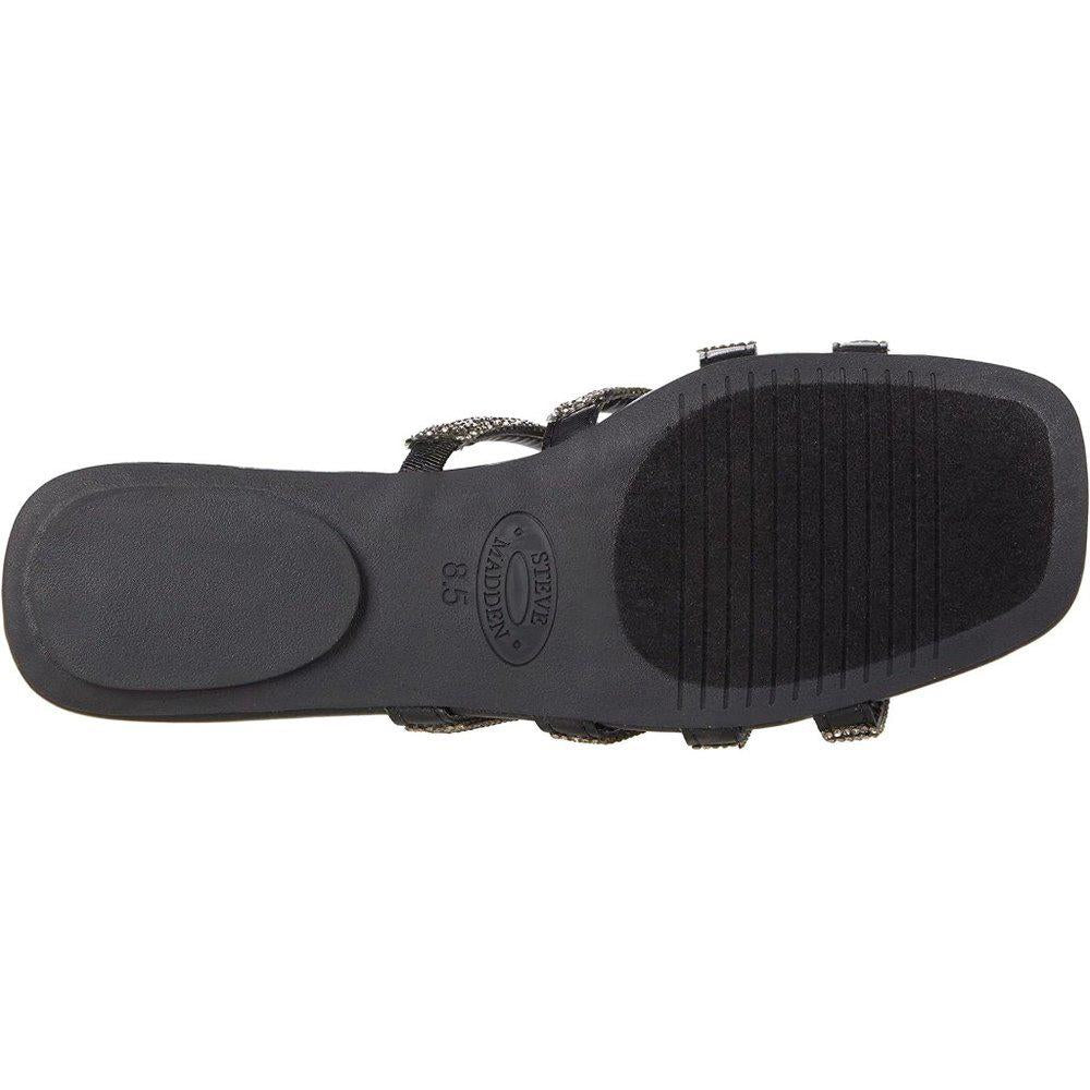 Alexxy Black Embellished Flat Sandals