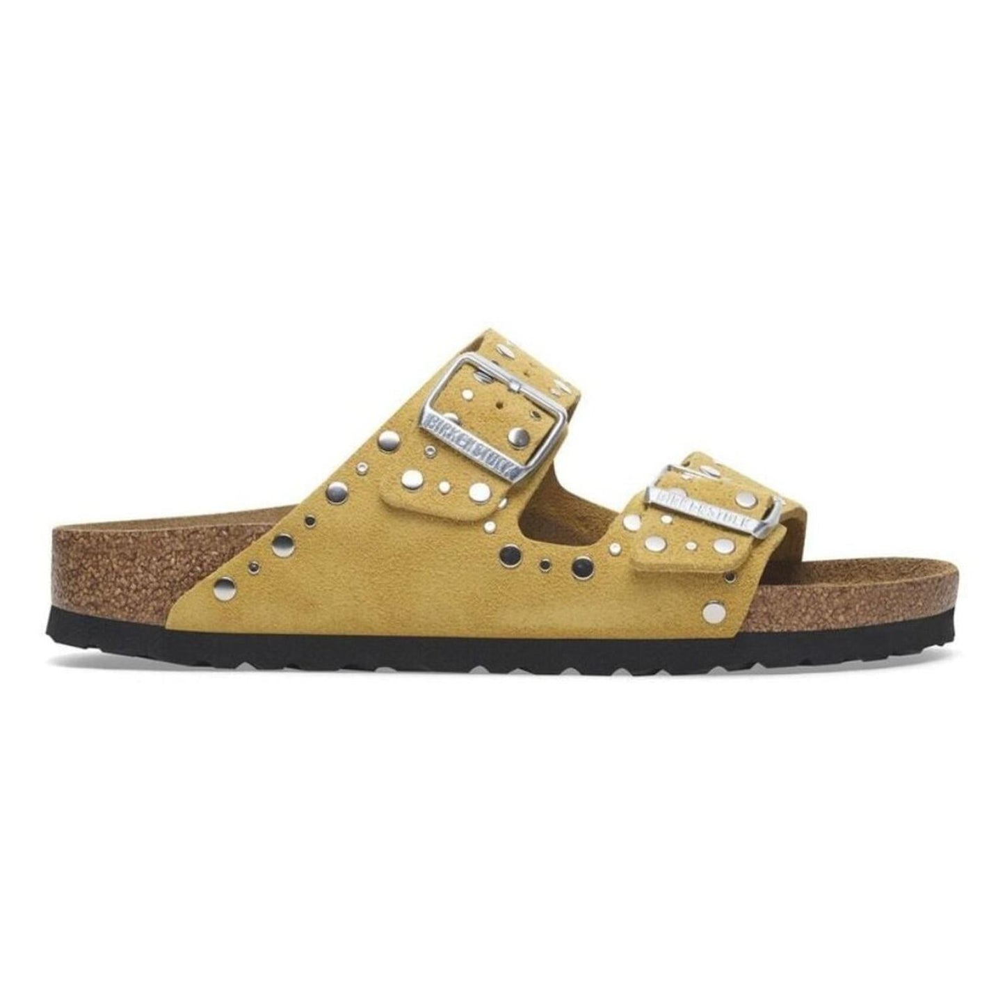 Arizona Rivets Ochre Suede Leather Sandals