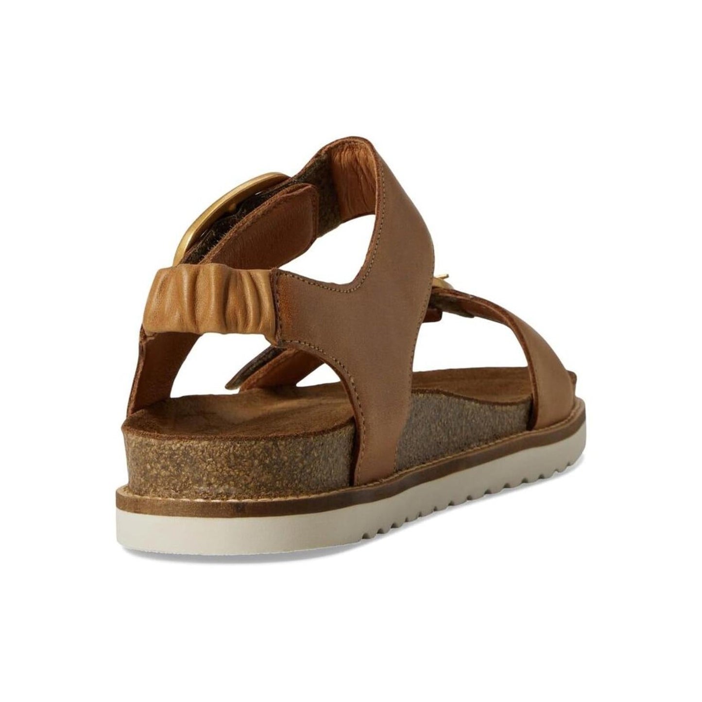 On The Double Caramel Leather Buckle Sandals