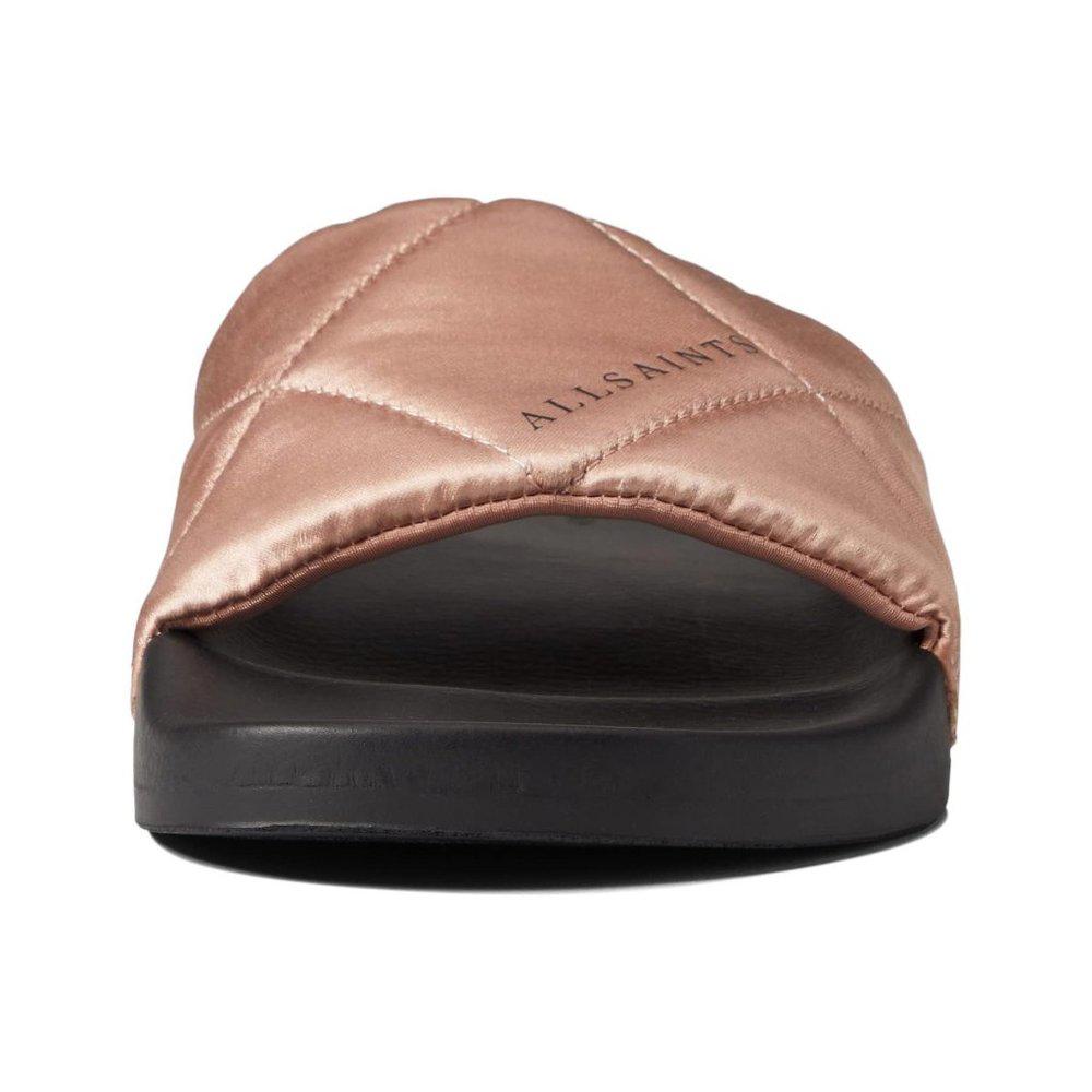 Bell Misty Pink Quilted Leather Flat Slide Sandals