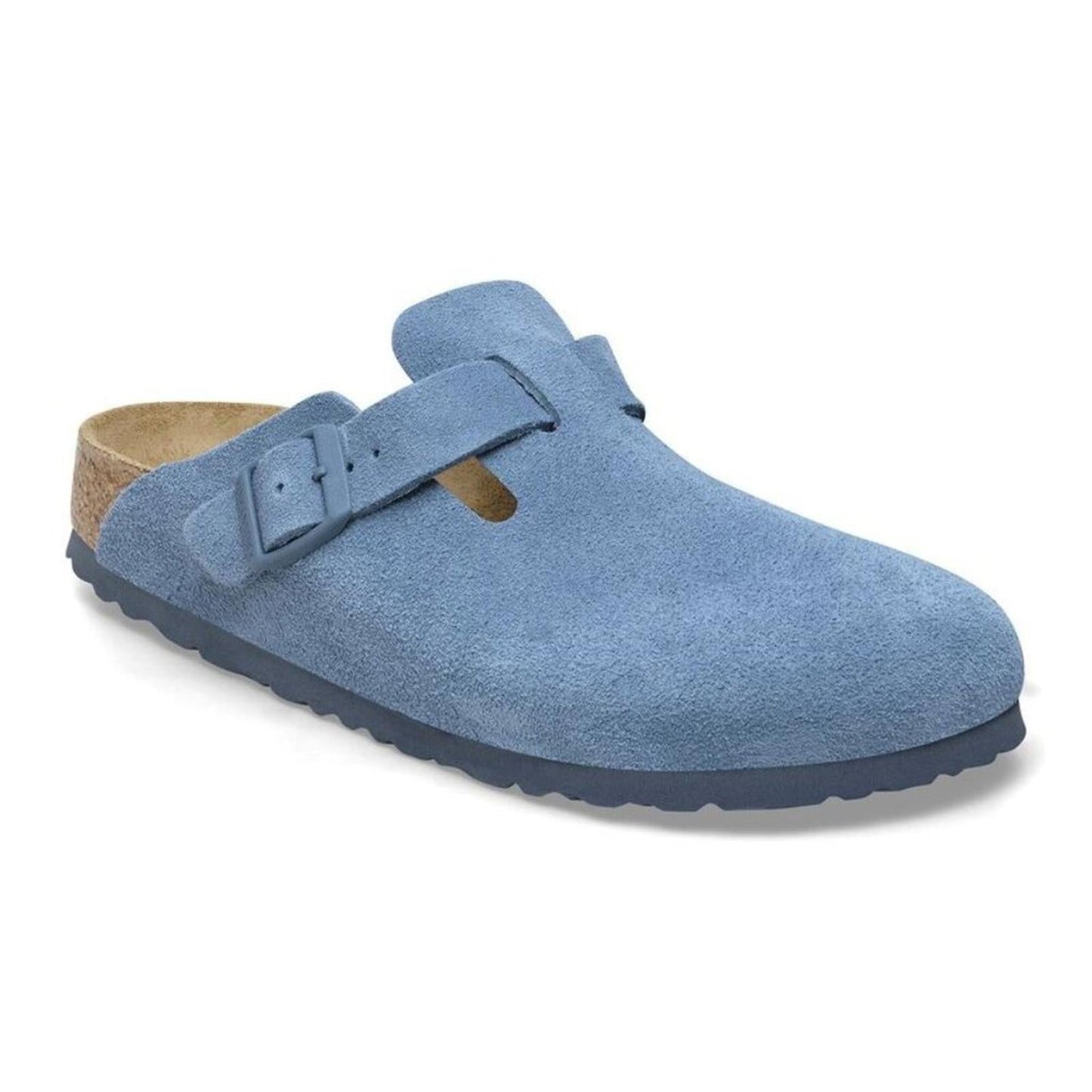 Boston Elemental Blue Suede Leather Soft Footbed Clogs