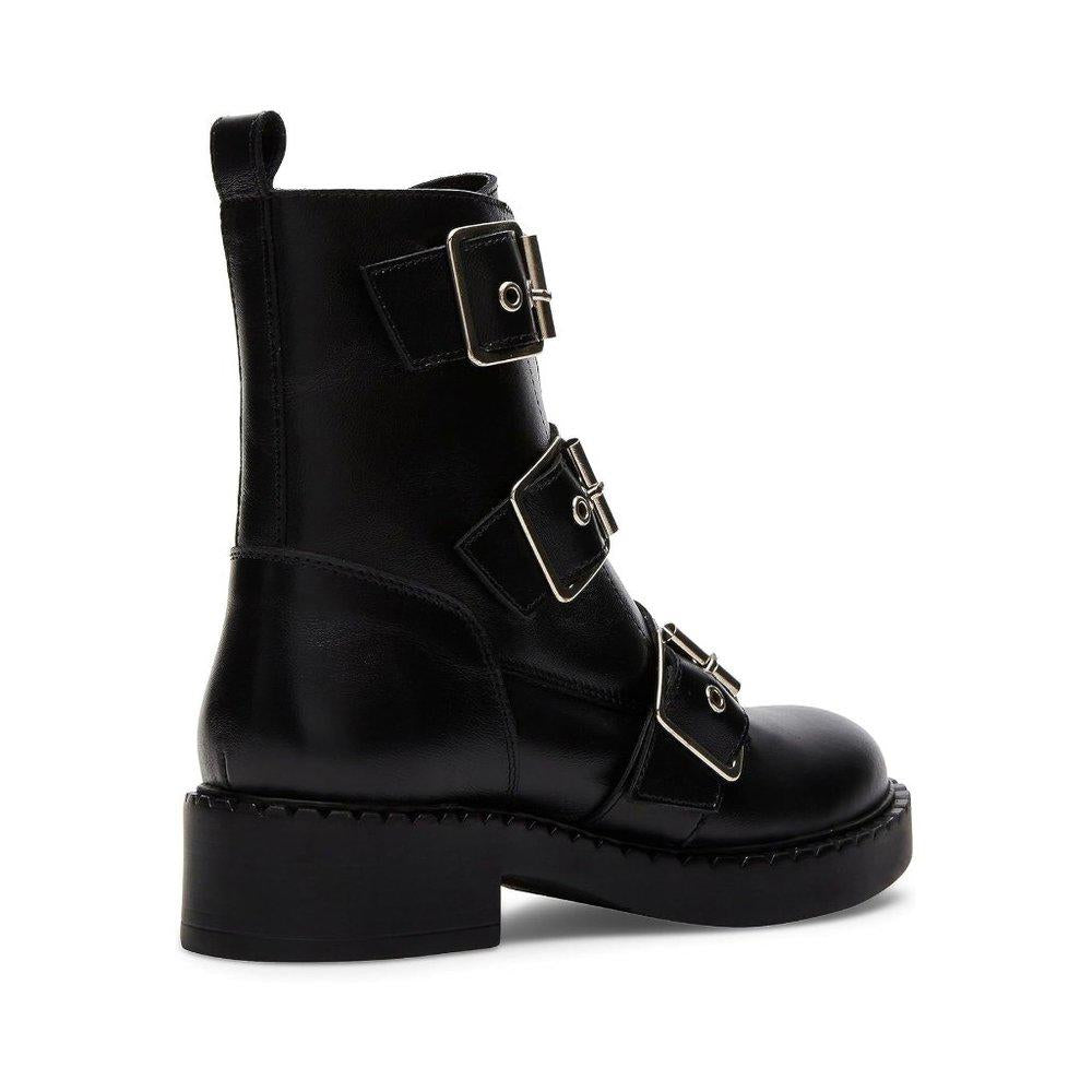 Aaron Black Leather Moto Boots
