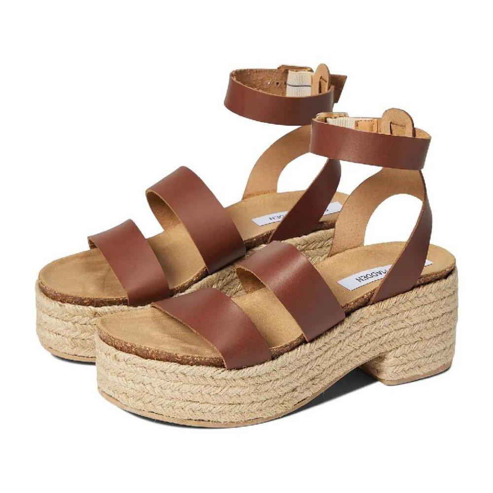 Kelton Brown Leather Platform Sandals