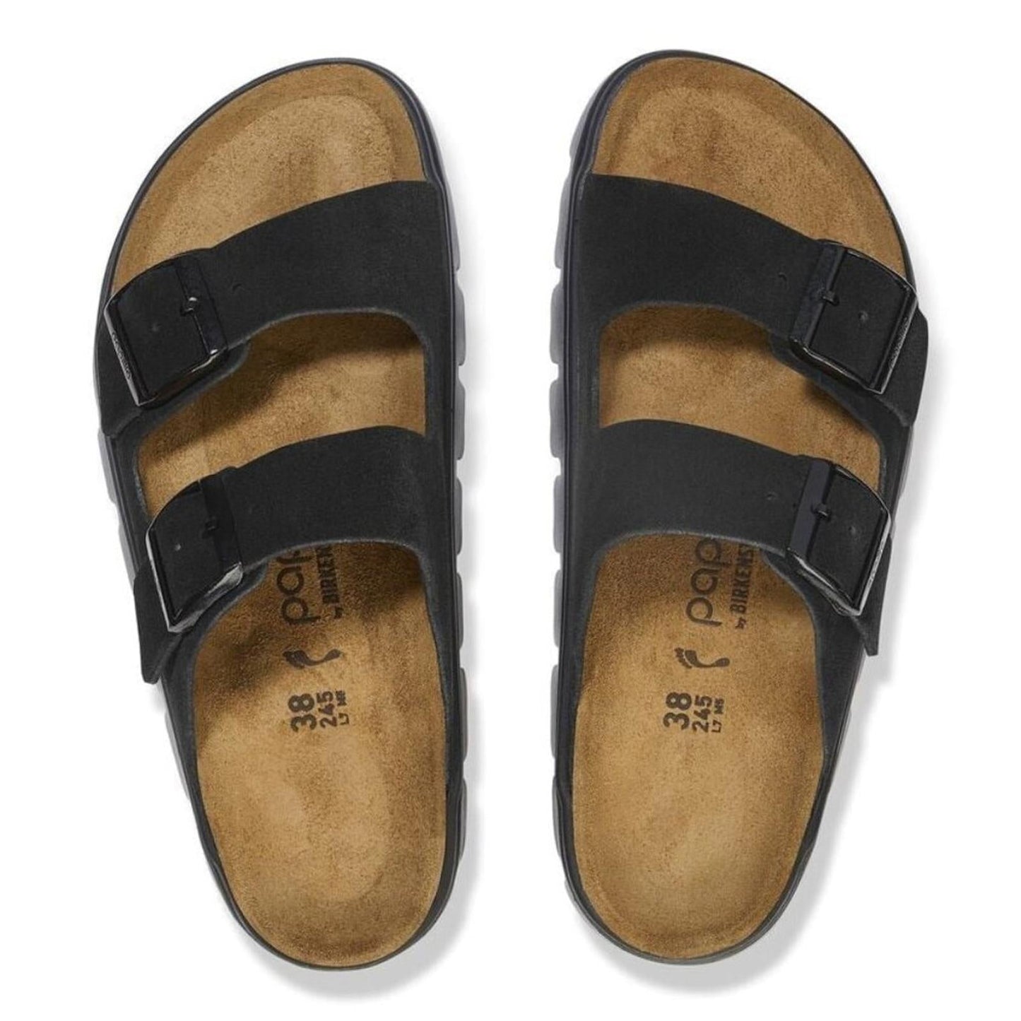 Arizona Black Suede Leather Chunky Sandals