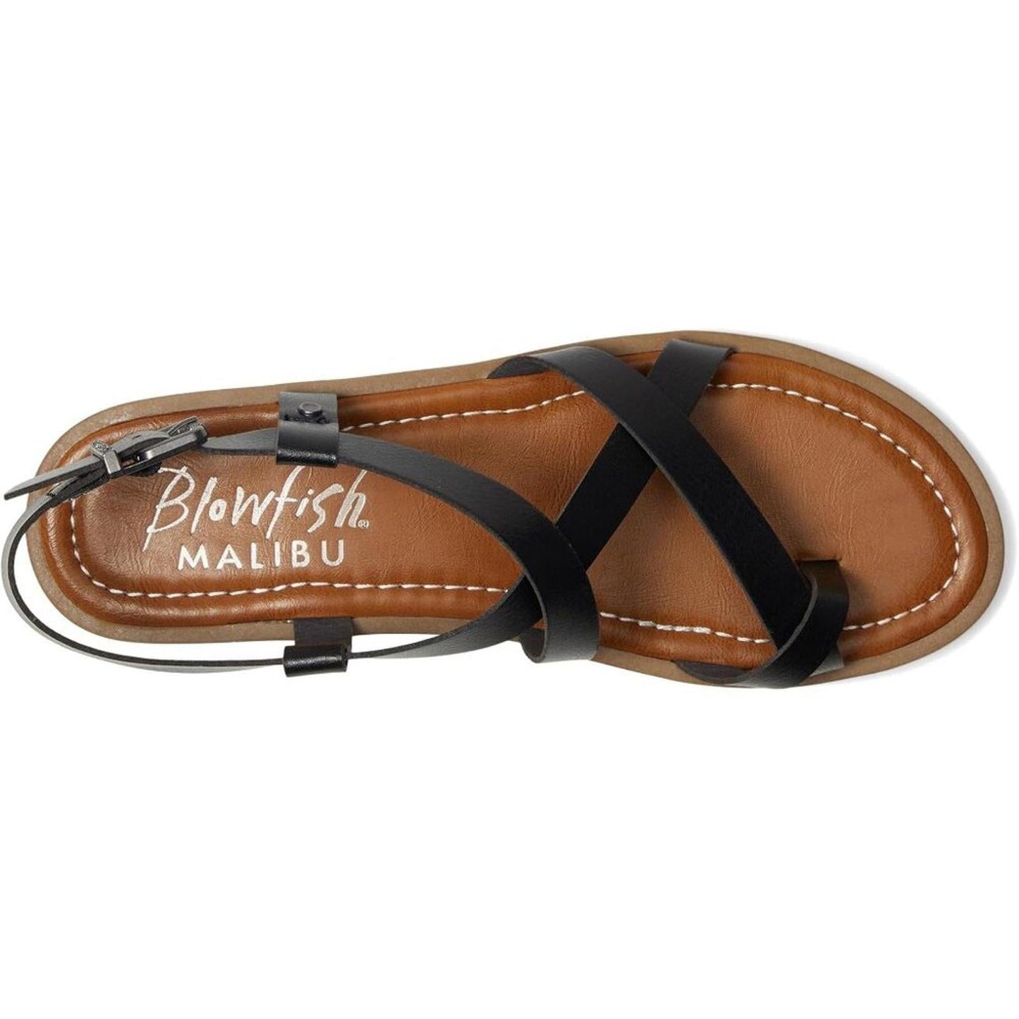 Devin Black Faux Leather Strappy Sandals