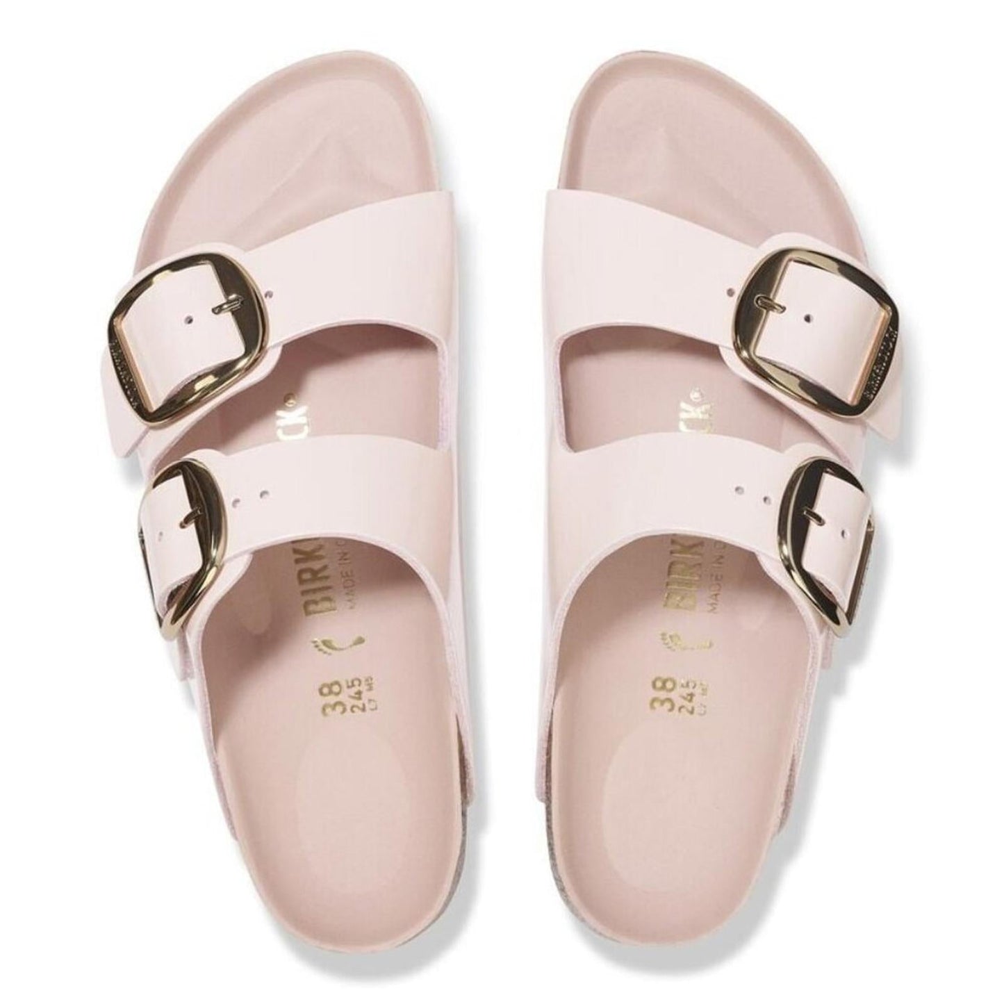 Arizona High-Shine Light Rose Buckle Sandals