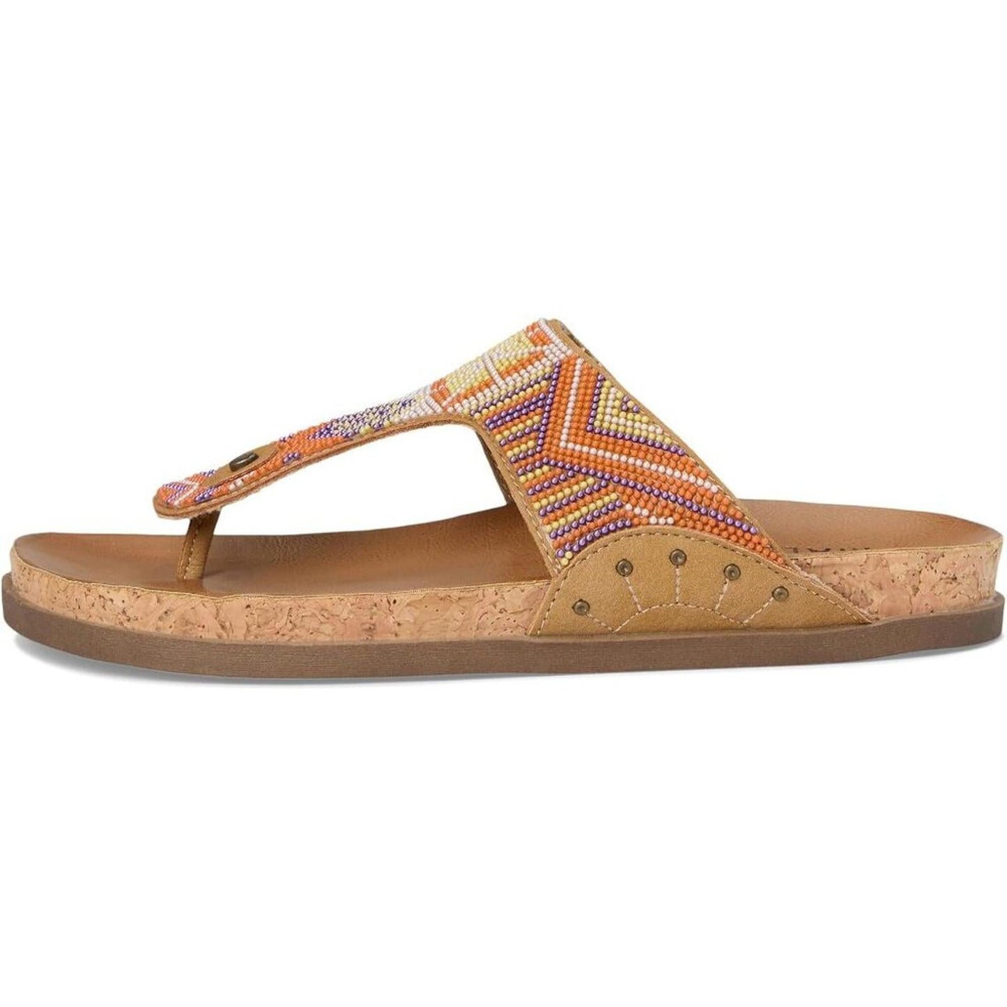 Lyric Tan Beaded Faux Nubuck Sandals