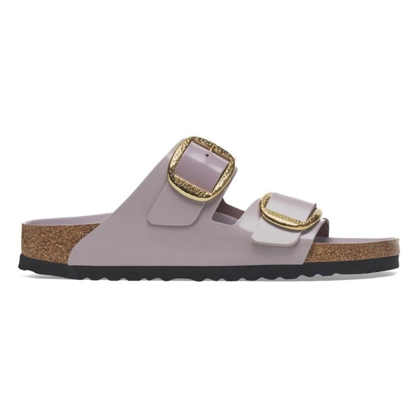 Arizona Hammered Big Buckle High-Shine Faded Purple Sandals
