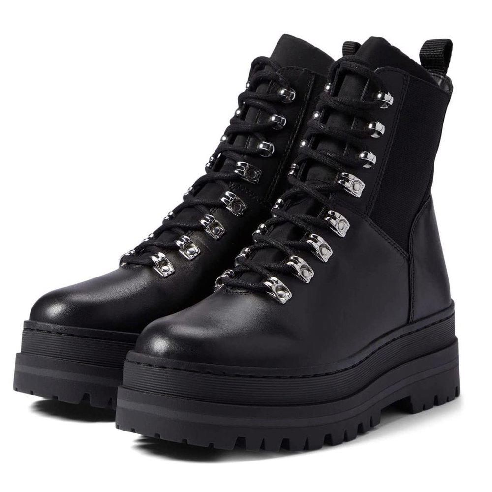 Plune Black Lace Up Leather Boots