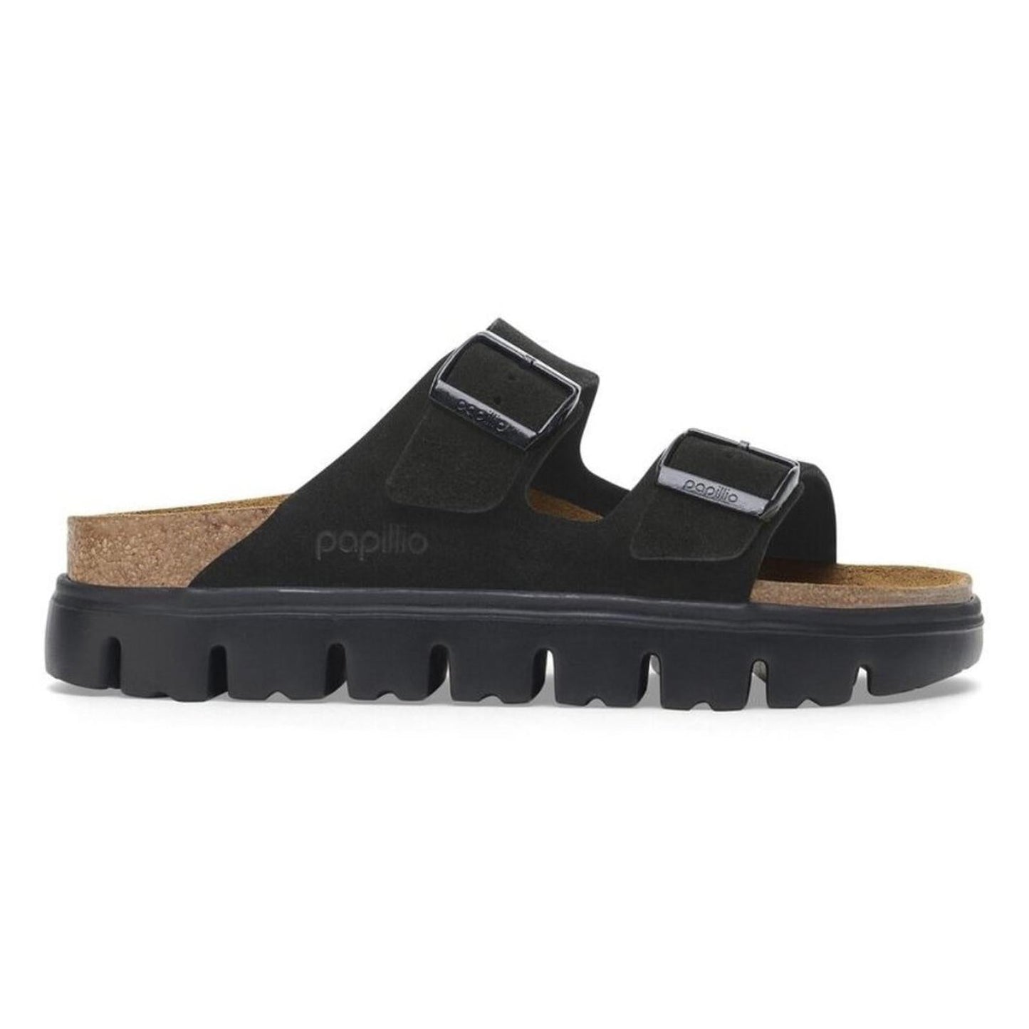Arizona Black Suede Leather Chunky Sandals