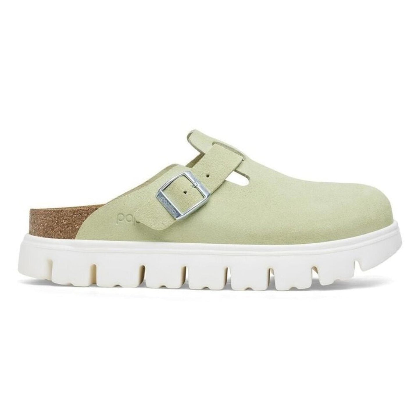 Papillio Boston Chunky Faded Lime Suede Leather Clogs