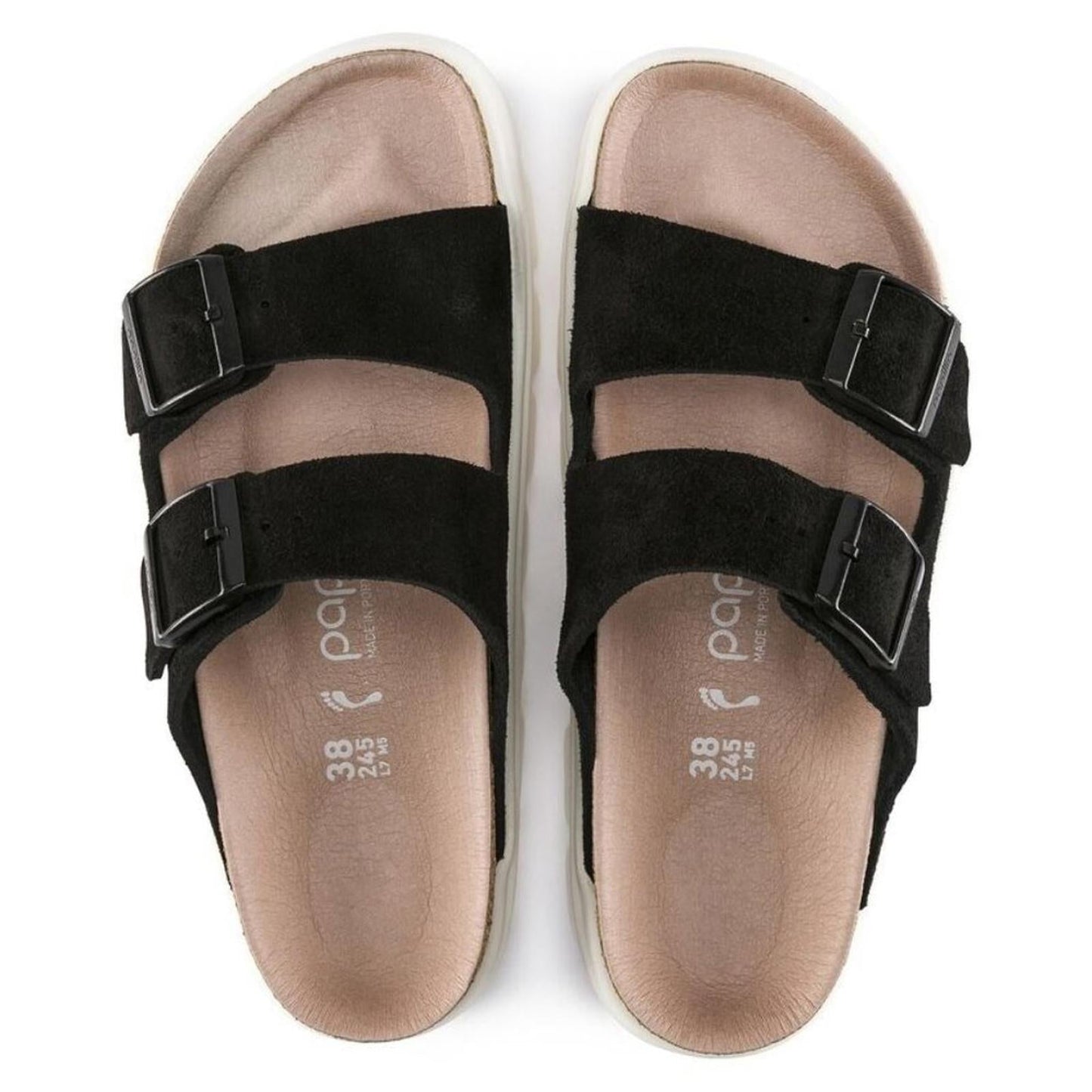 Arizona Chunky Black Suede Leather Sandals