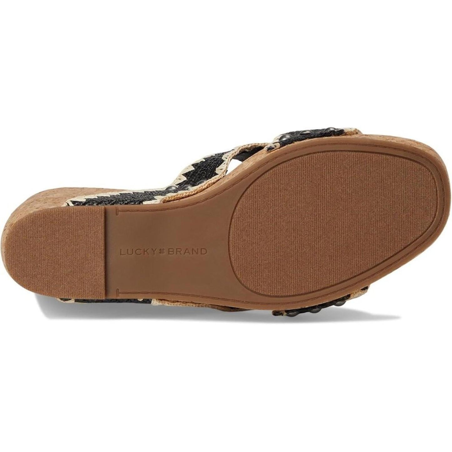 Vickta Black Woven Band Cork Wedge Sandals