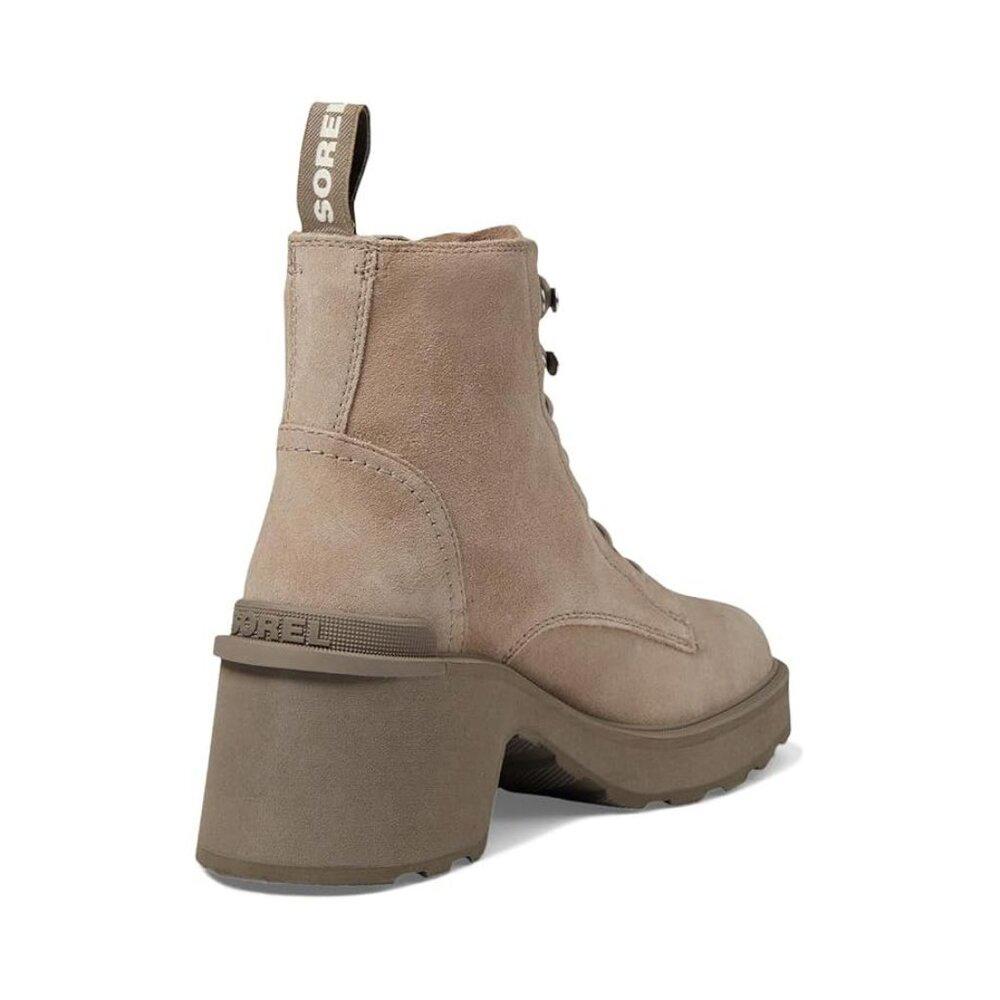 Hi Line Taupe Leather Lace Up Heeled Ankle Boots