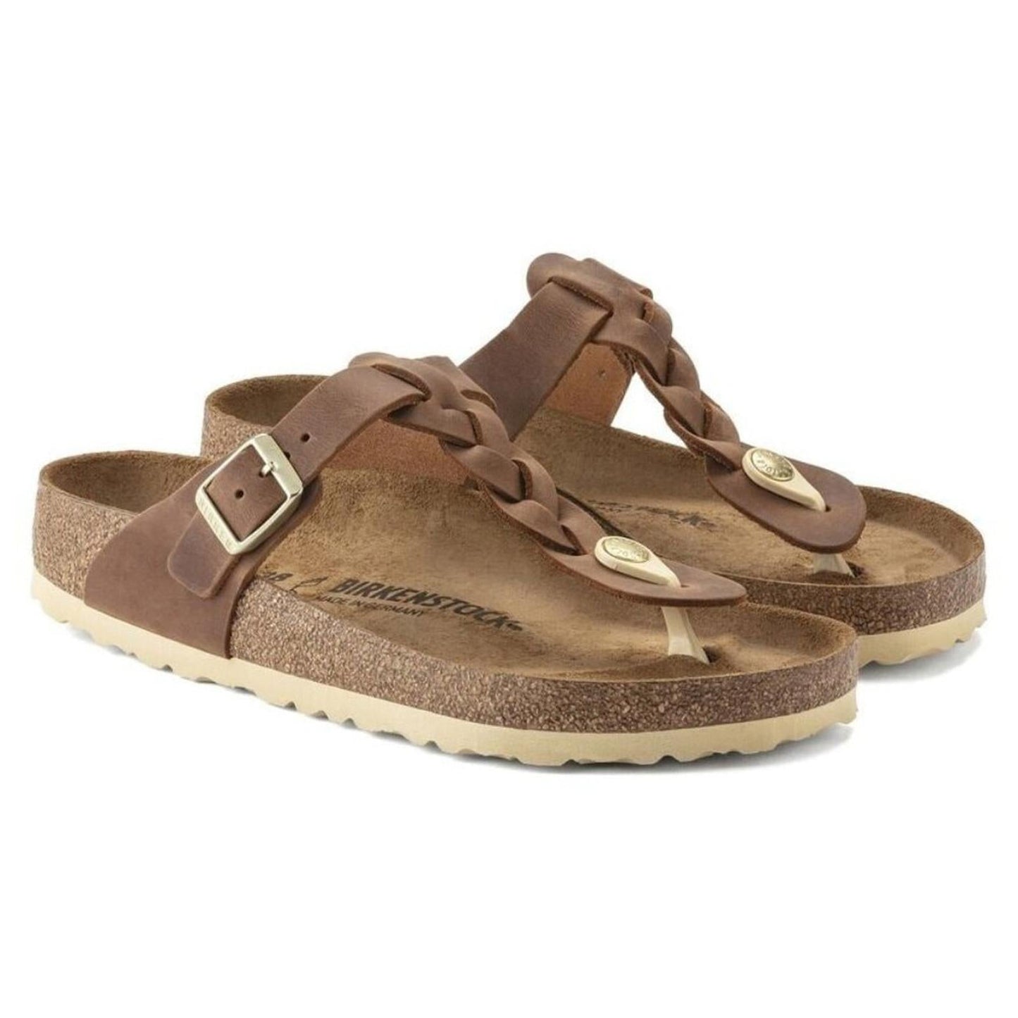 Gizeh Braided Cognac Oiled Leather Sandals