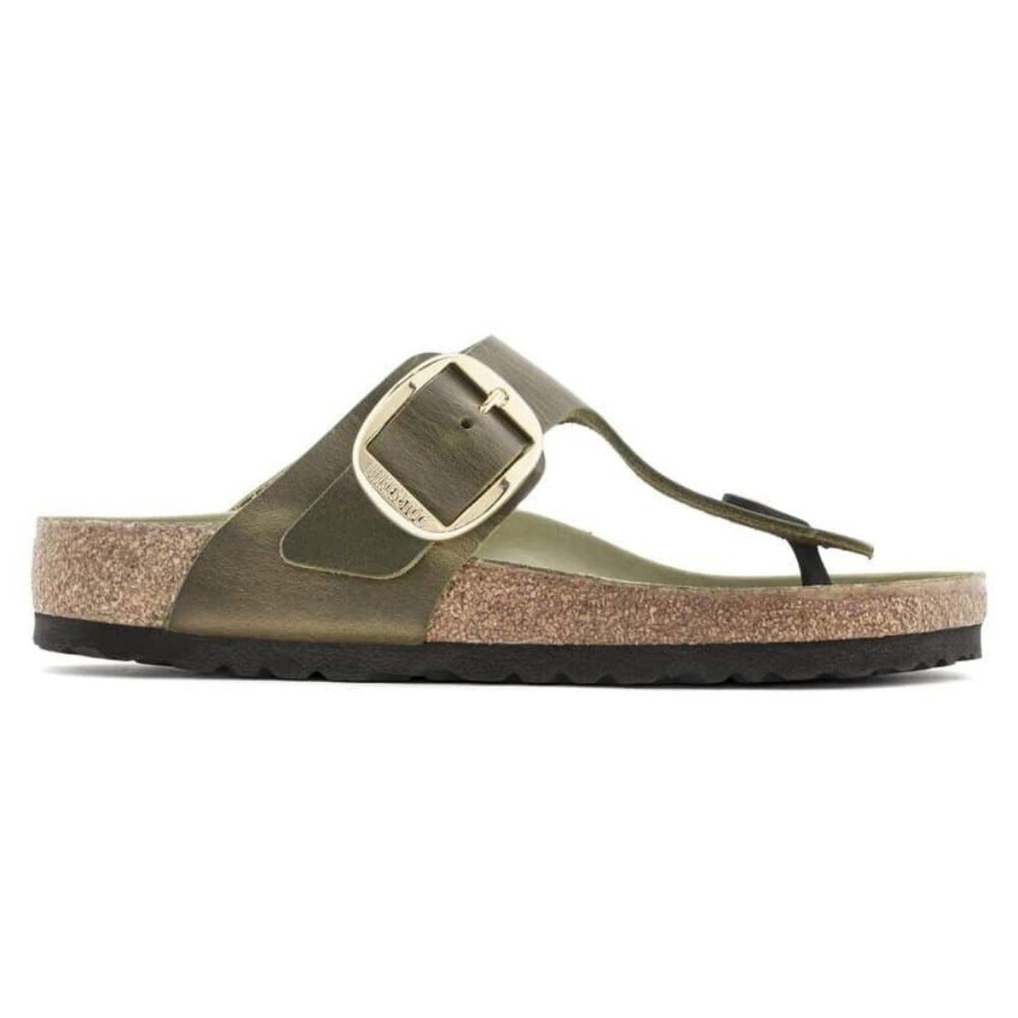 Gizeh Big Buckle Olive Green Oiled Leather Sandals