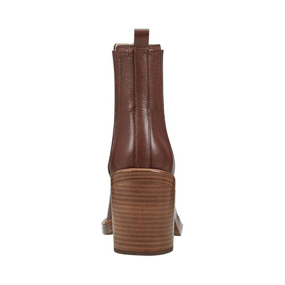 Halida Dark Natural Leather Heeled Chelsea Ankle Boots