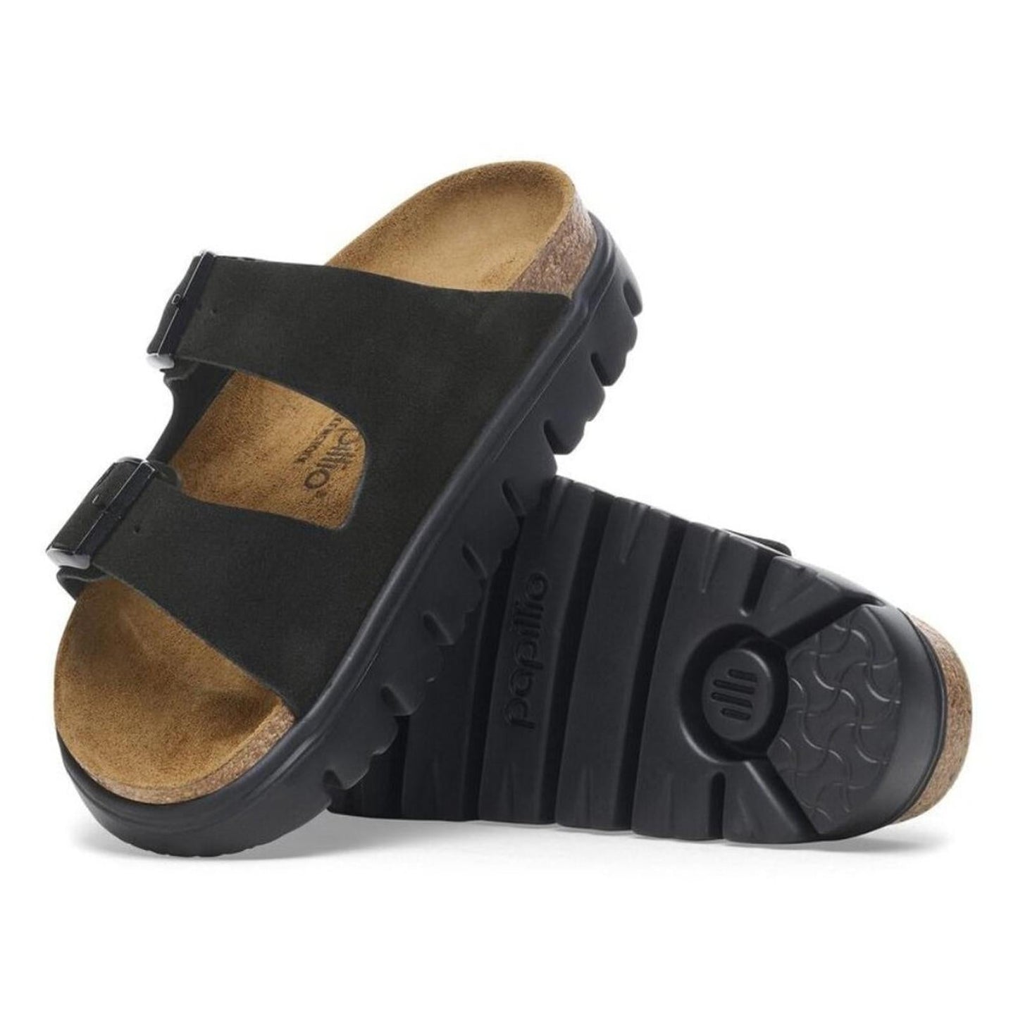 Arizona Black Suede Leather Chunky Sandals