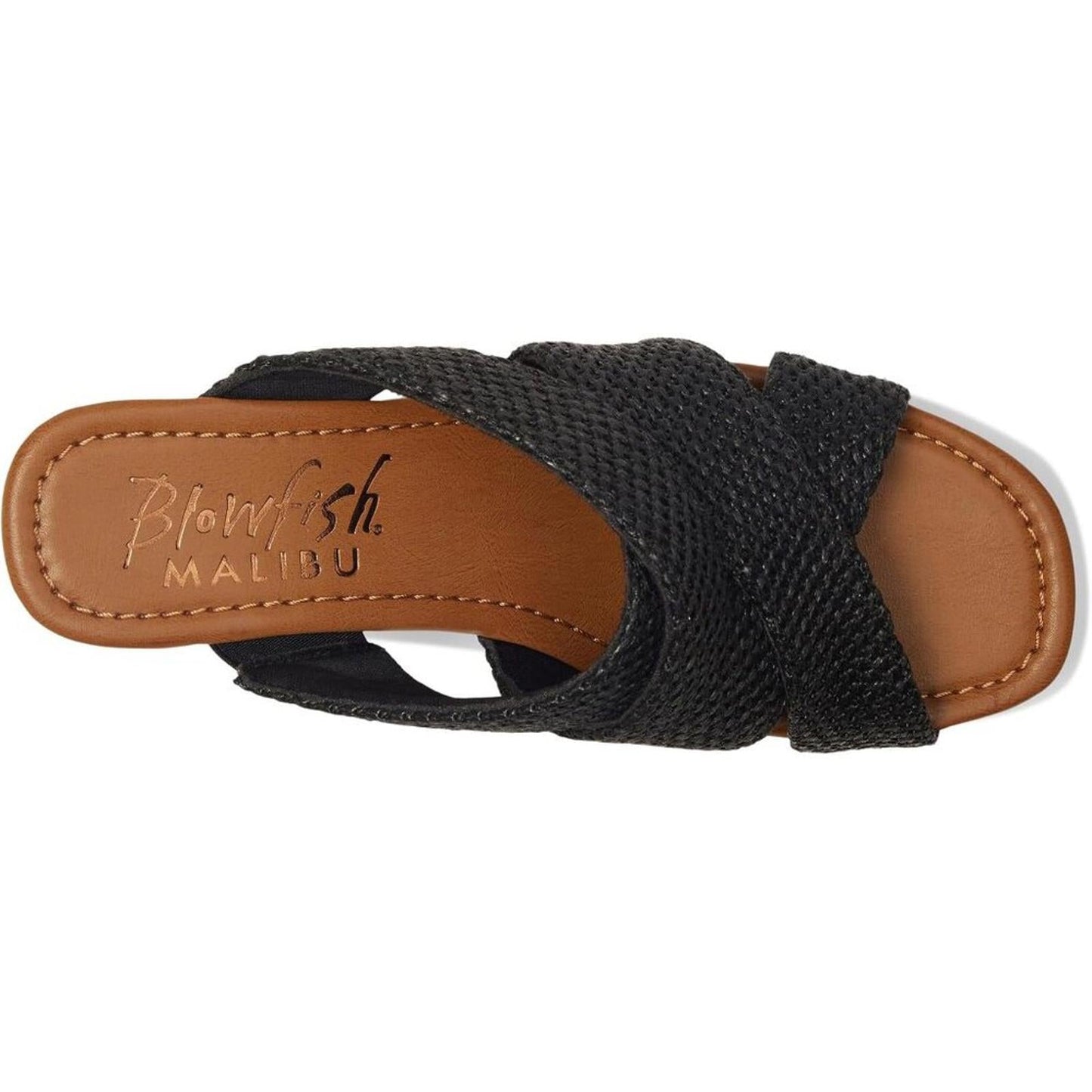 Abi Black Faux Raffia Wedge Sandals