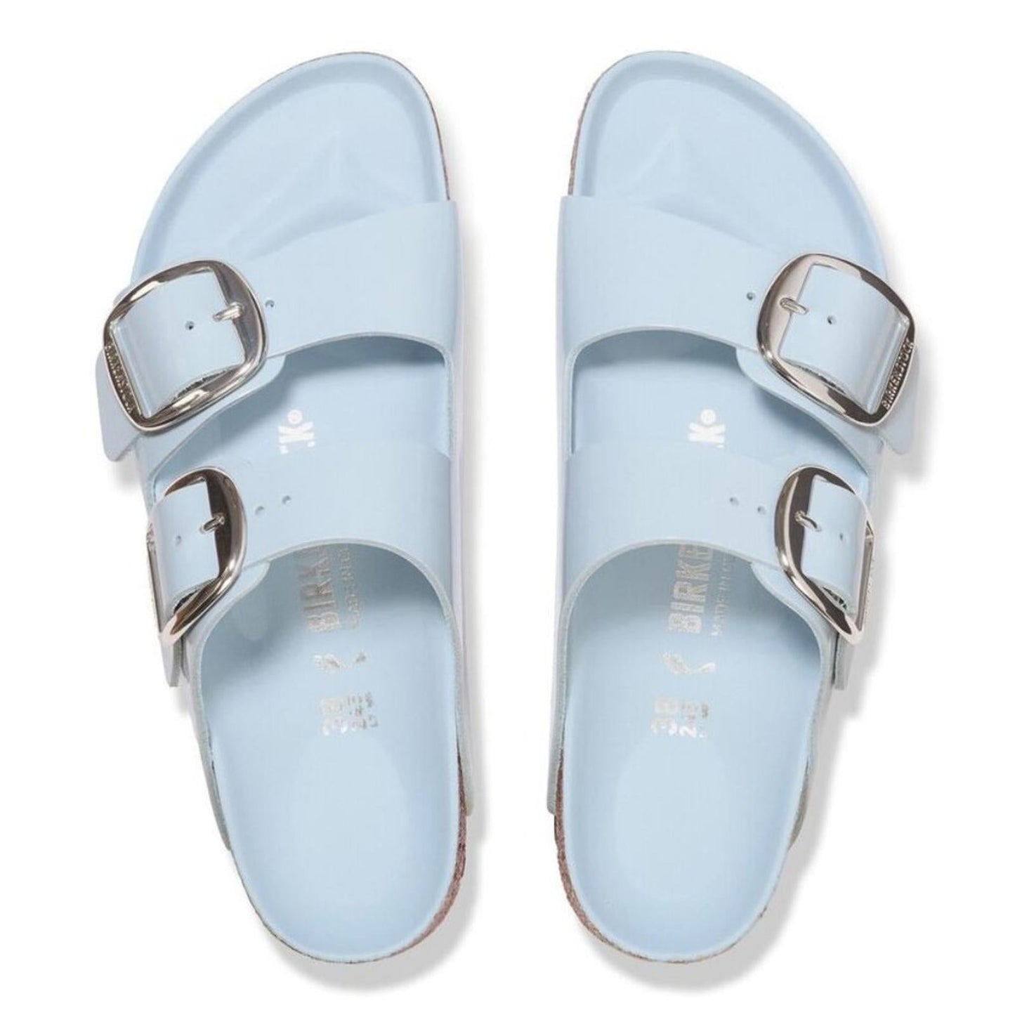 Arizona Big Buckle High Shine Baby Blue Sandals