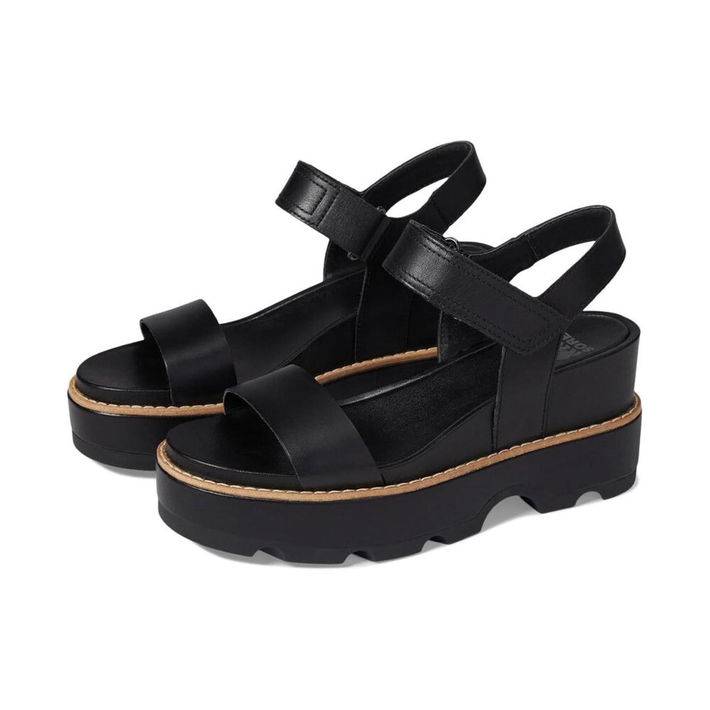 Joanie IV Black Y Strap Wedge Sandals