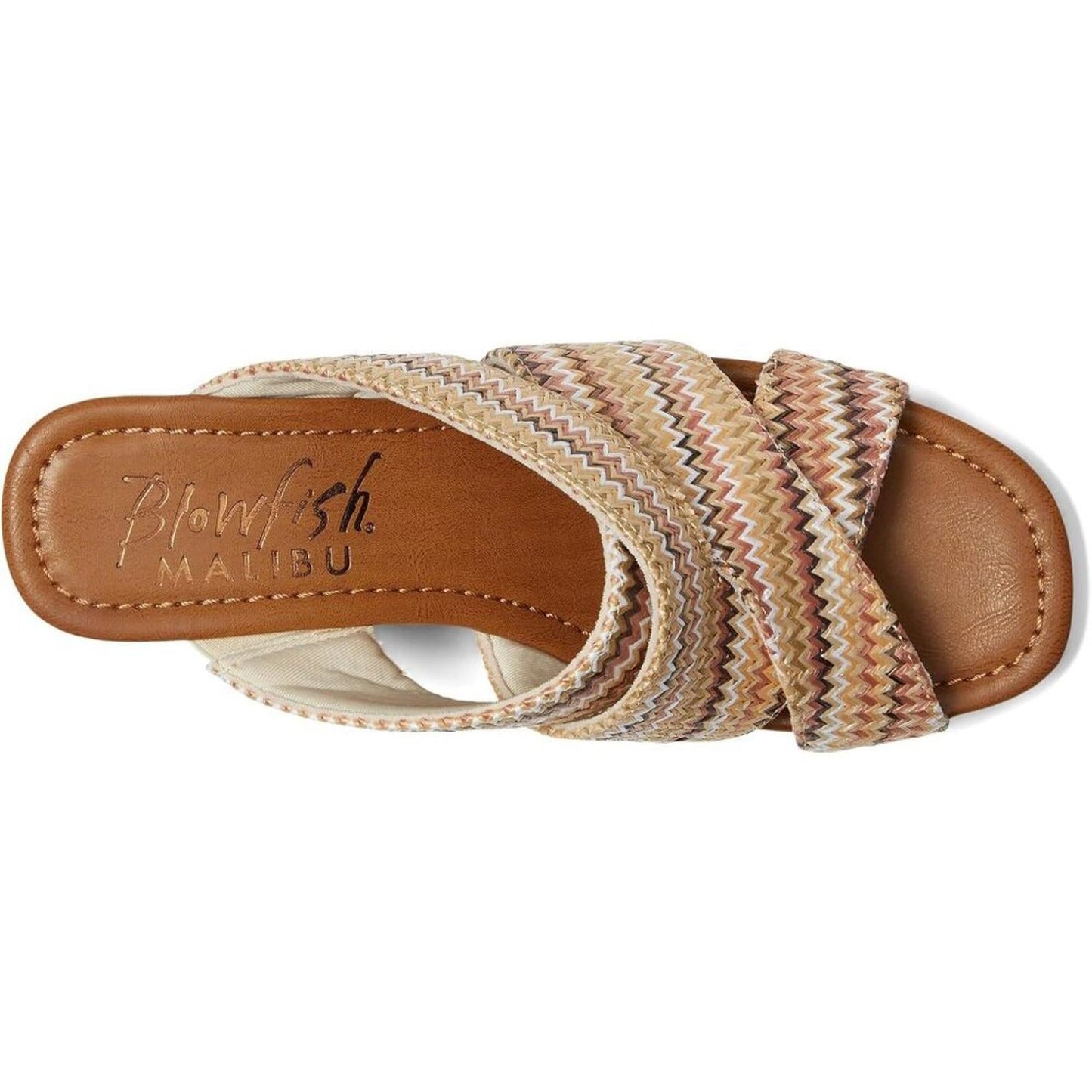 Abi Multi Zigzag Faux Raffia Wedge Sandals