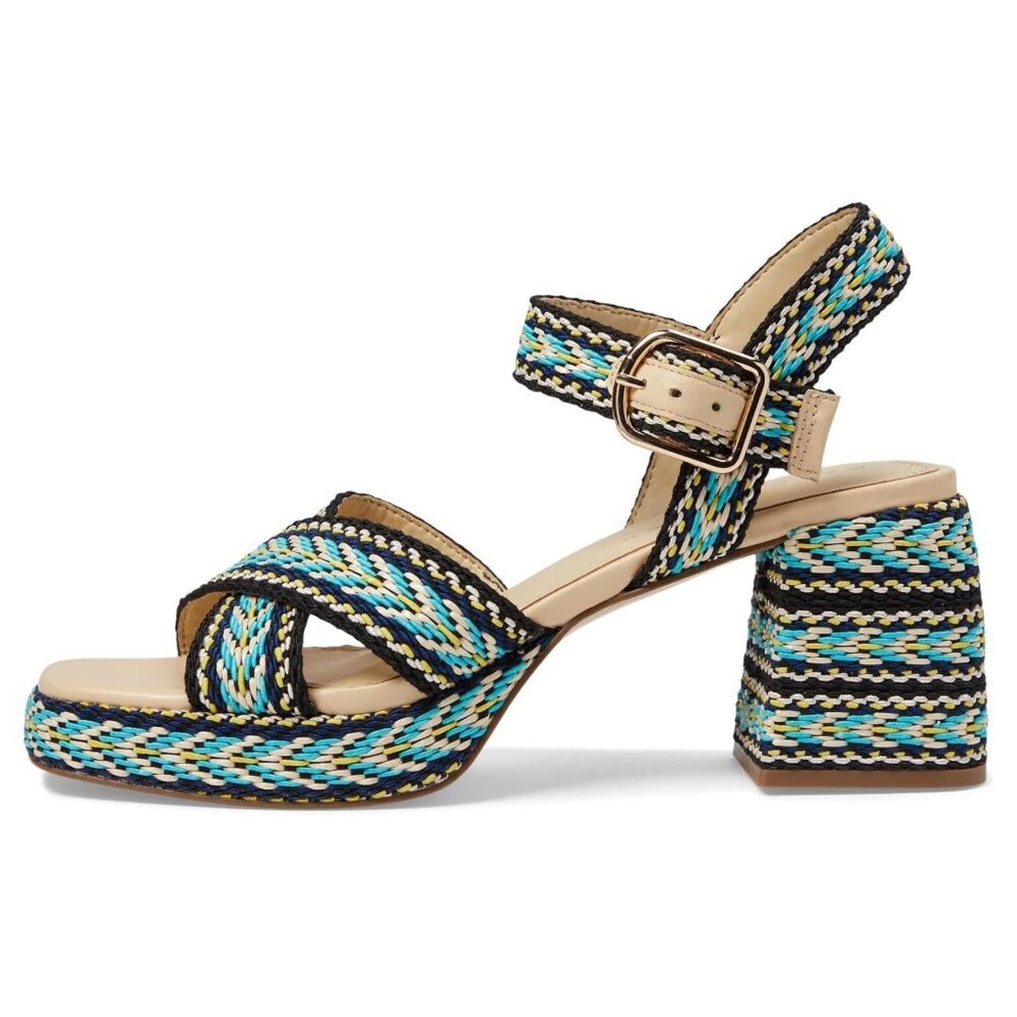 Gemmi Blue Multi Heeled Sandals