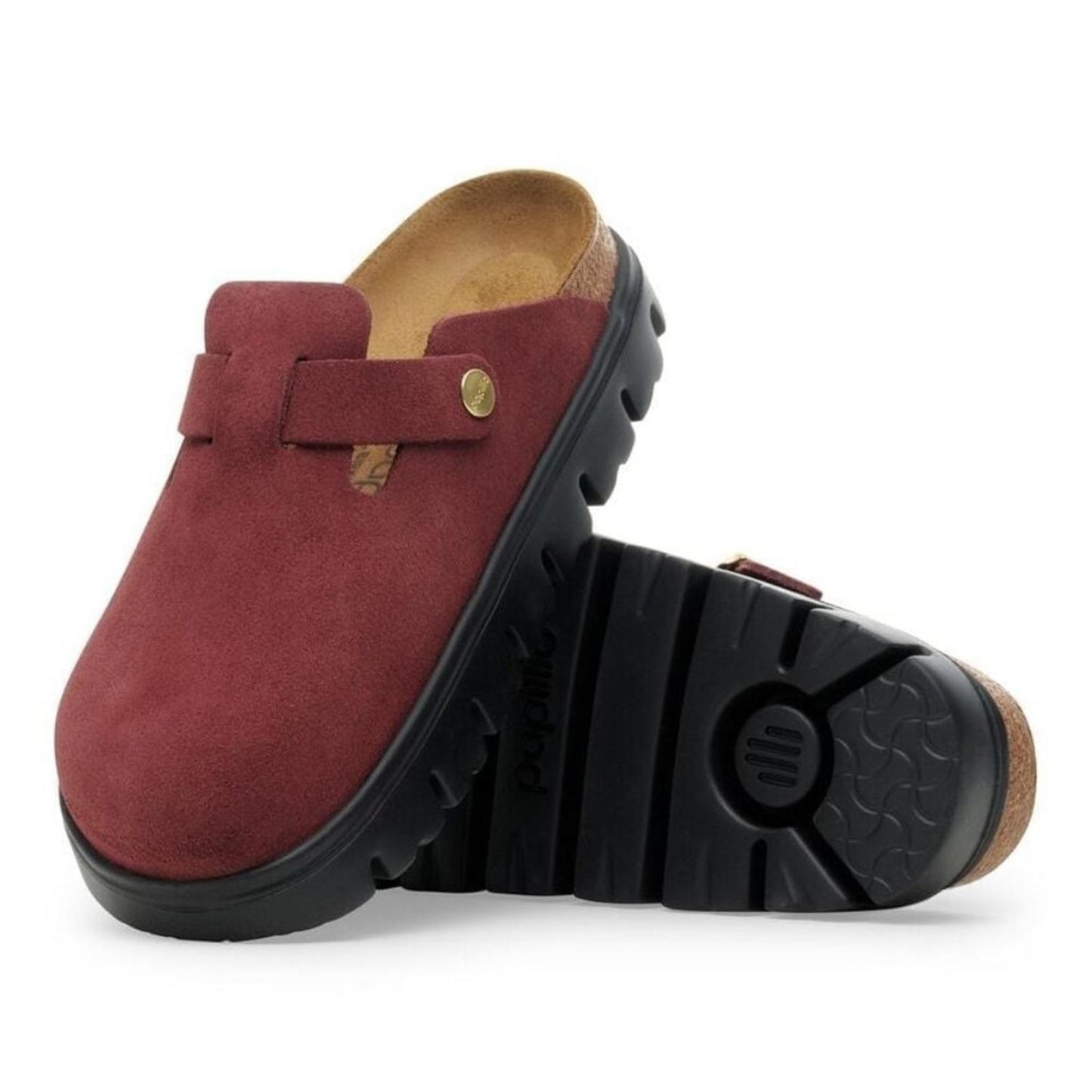 Papillio Boston Chunky Zinfandel Suede Leather Clogs