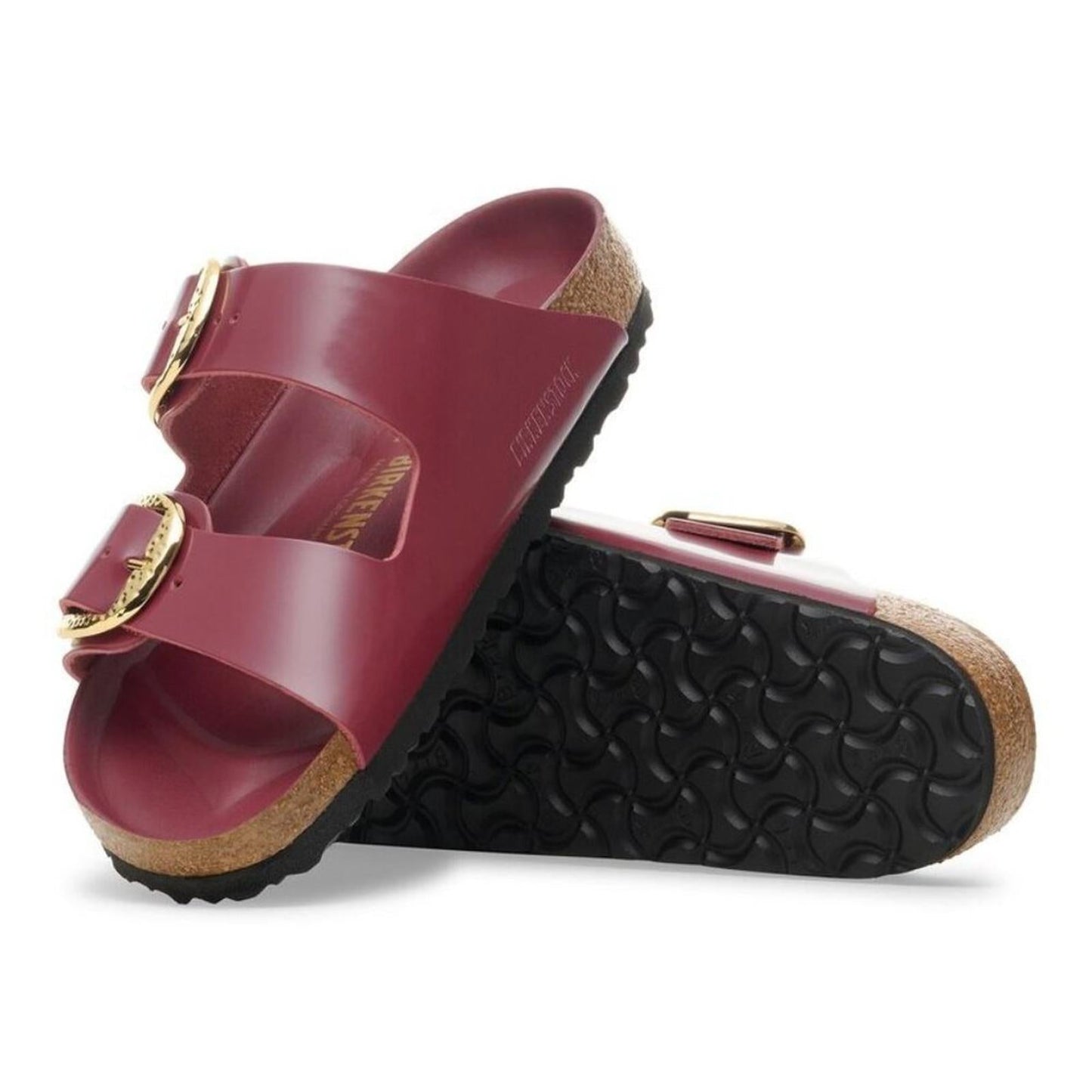 Arizona Hammered Big Buckle Zinfandel High Shine Sandals