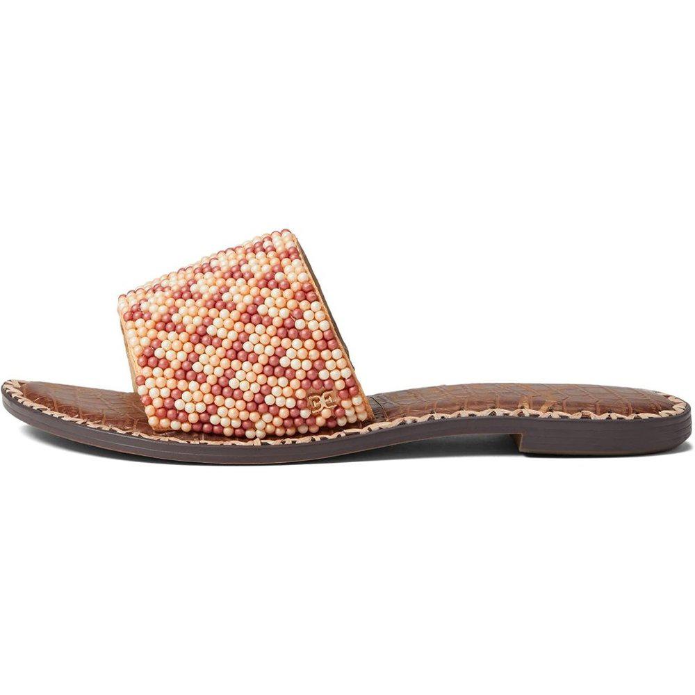 Gunner Peach Beaded Leather Slides