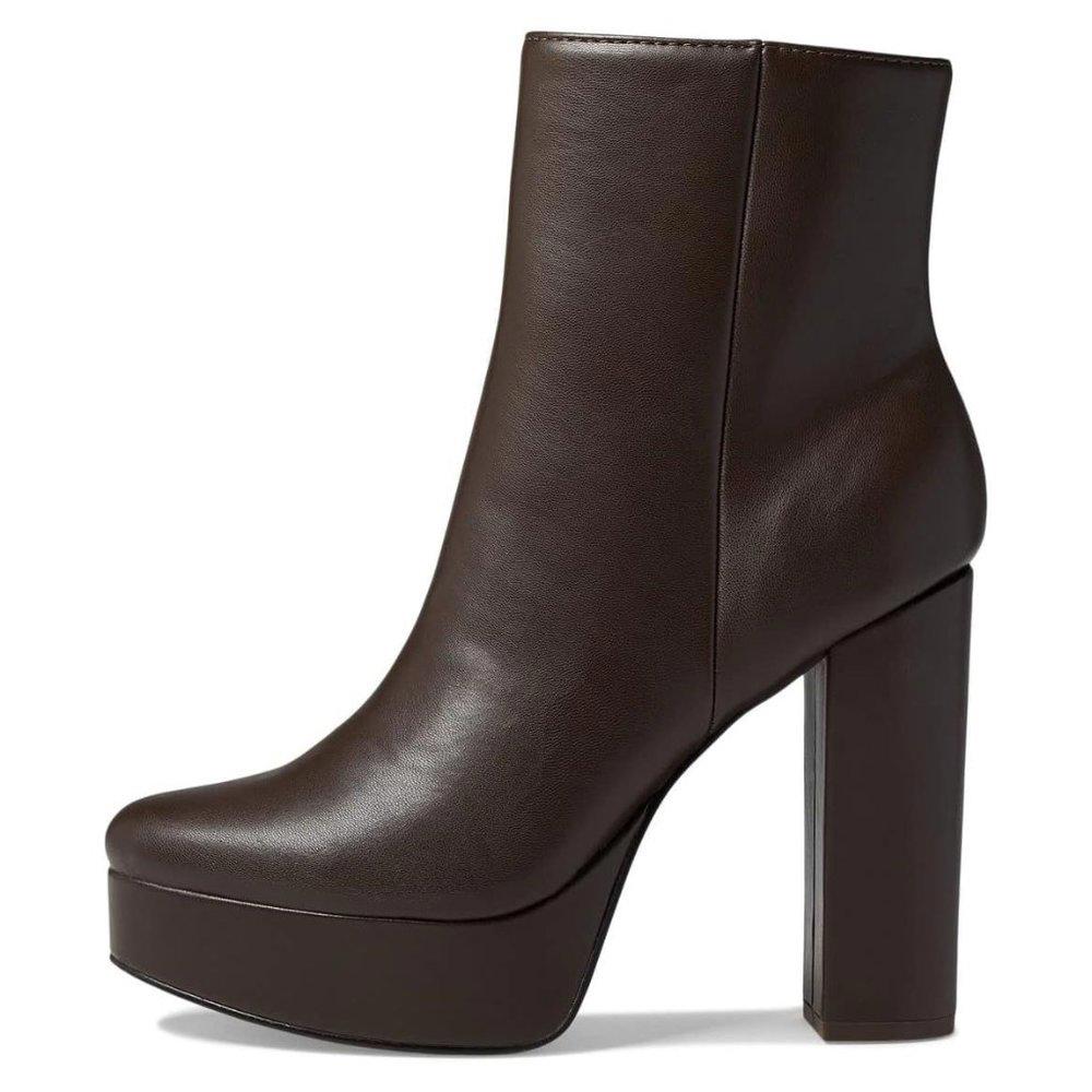 Rublia Brown Leather Heeled Ankle Booties