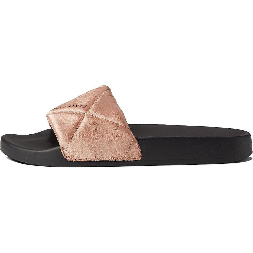 Bell Misty Pink Quilted Leather Flat Slide Sandals