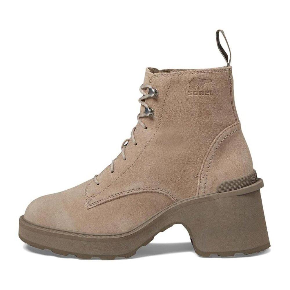 Hi Line Taupe Leather Lace Up Heeled Ankle Boots