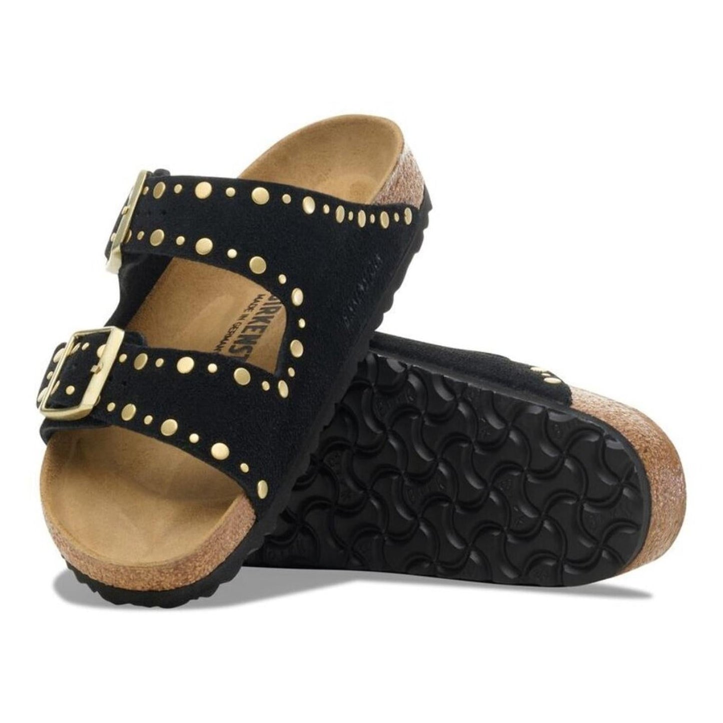 Arizona Rivets Black Suede Leather Sandals