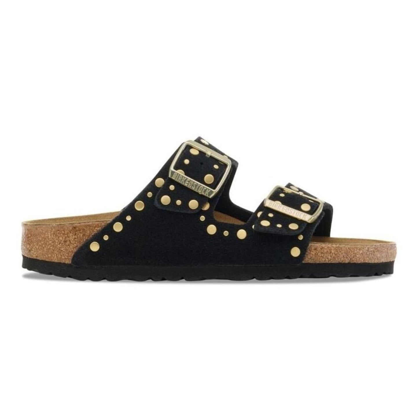 Arizona Rivets Black Suede Leather Sandals