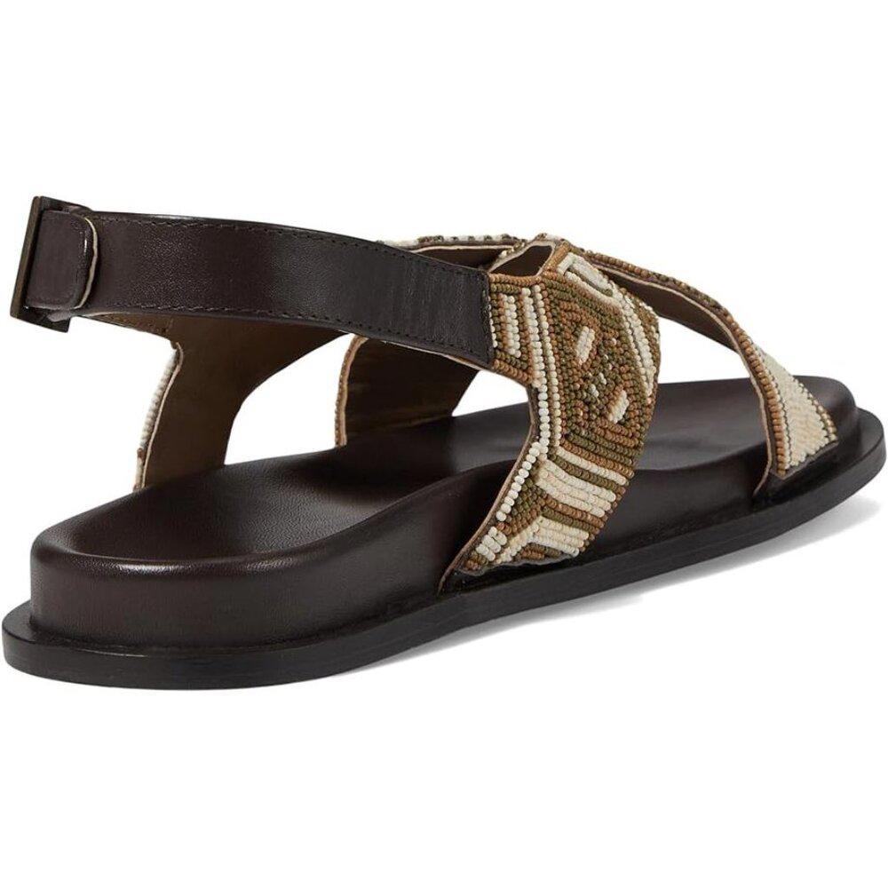 Free People Sandals Mali Taupe Multi Beaded Flats