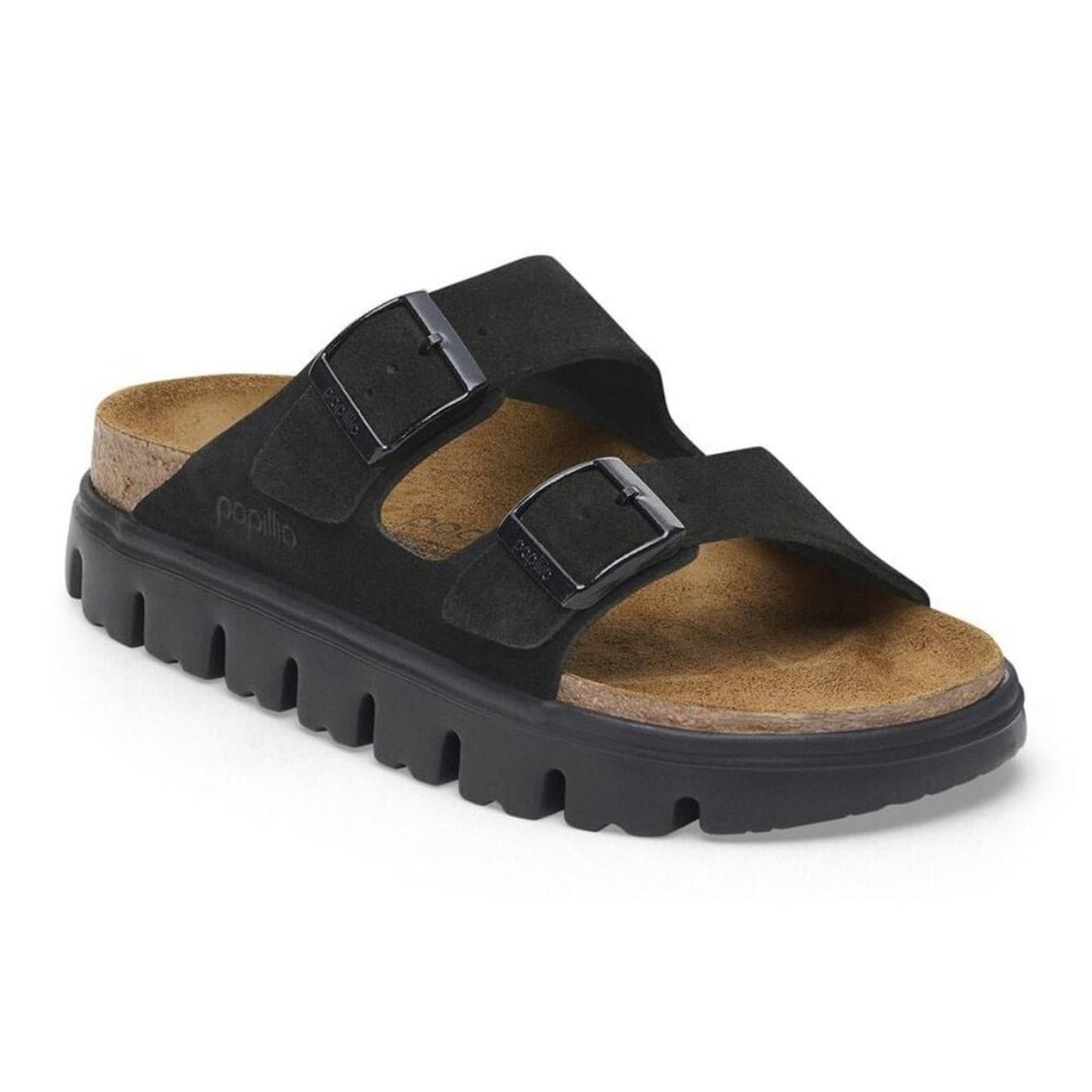 Arizona Black Suede Leather Chunky Sandals