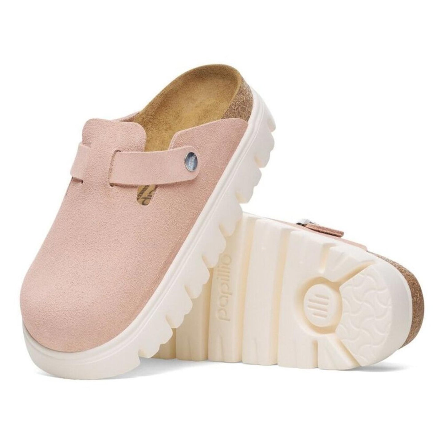 Papillio Boston Chunky Light Rose Suede Leather Clogs