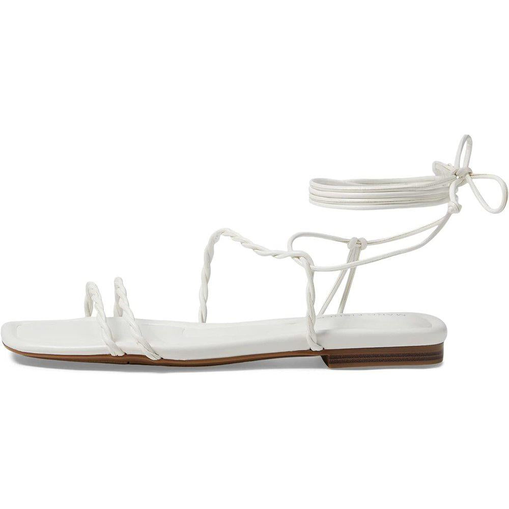 Lakita White Lace Up Flat Sandals