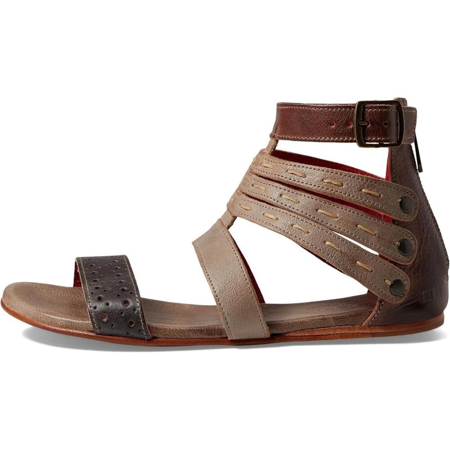 Artemis Starry Night Rustic Leather Strappy Flat Sandals