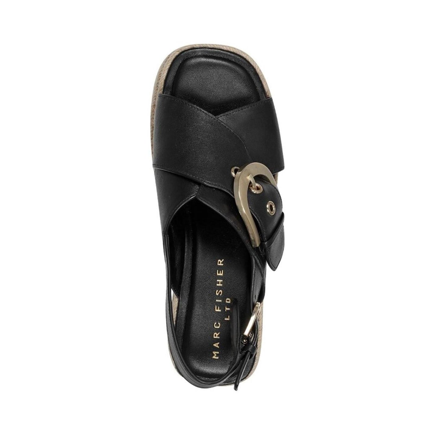 Renda Black Leather Platform Sandals